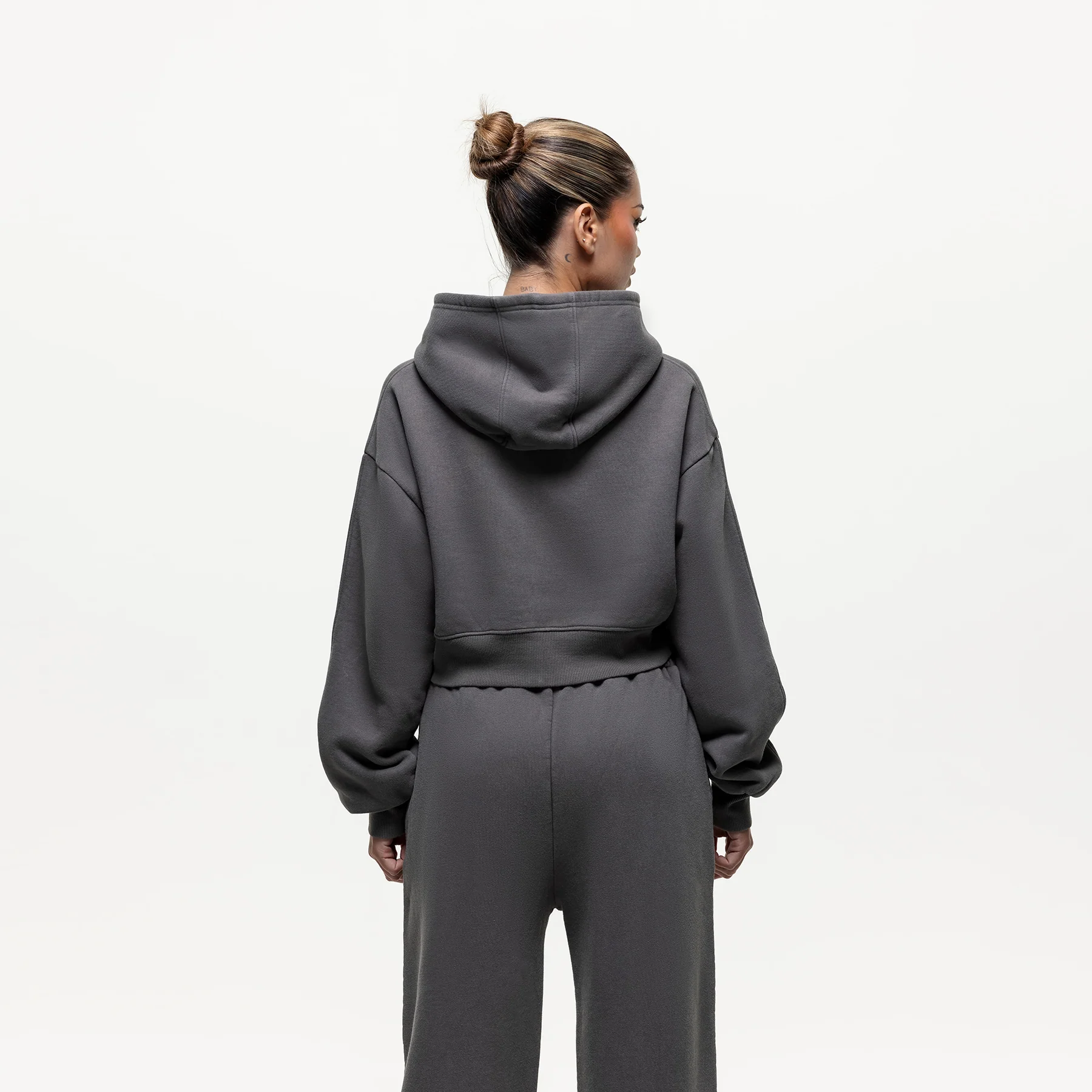Vintage Washed Grey Zip Hoodie - Image 4