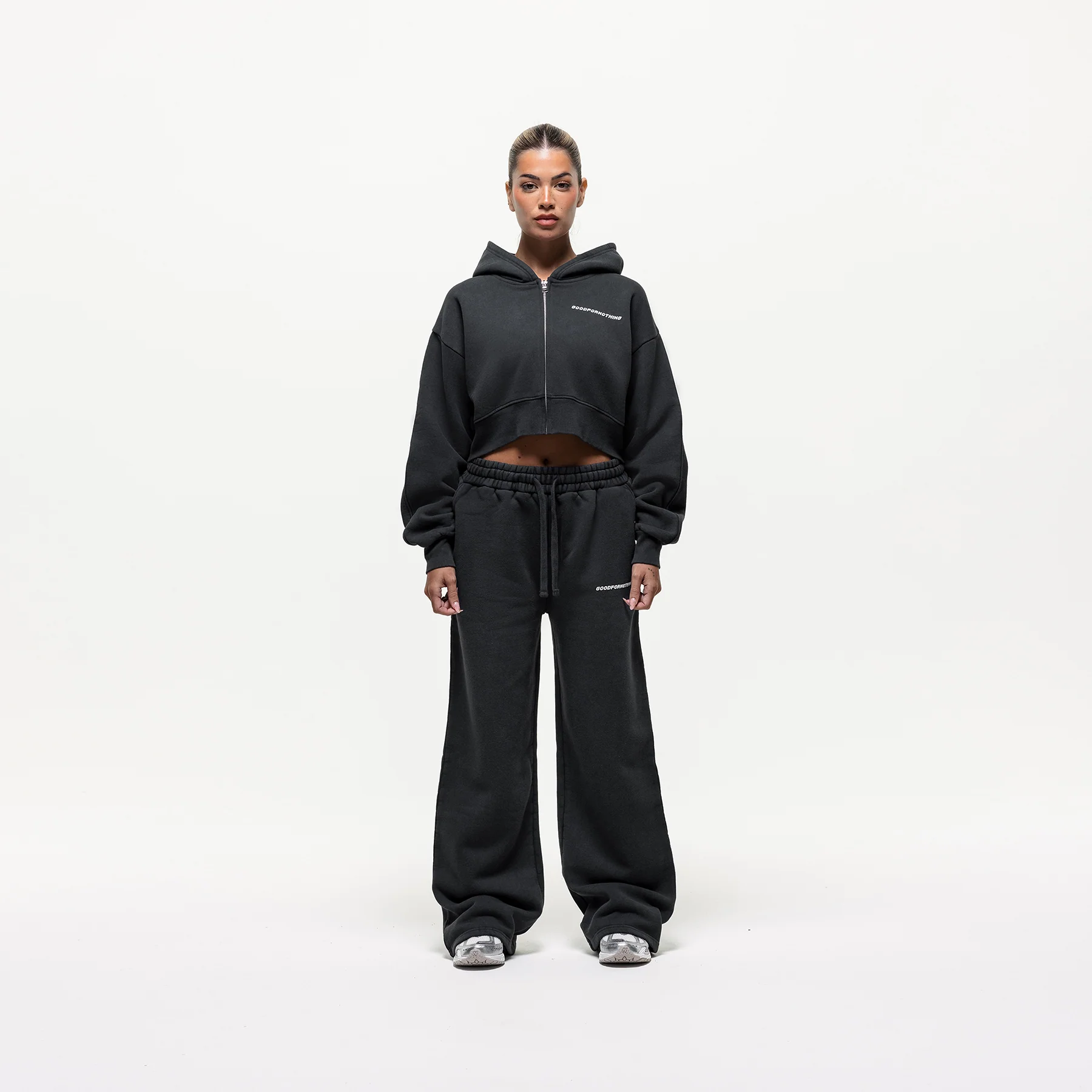 Vintage Washed Black Zip Hoodie - Image 3