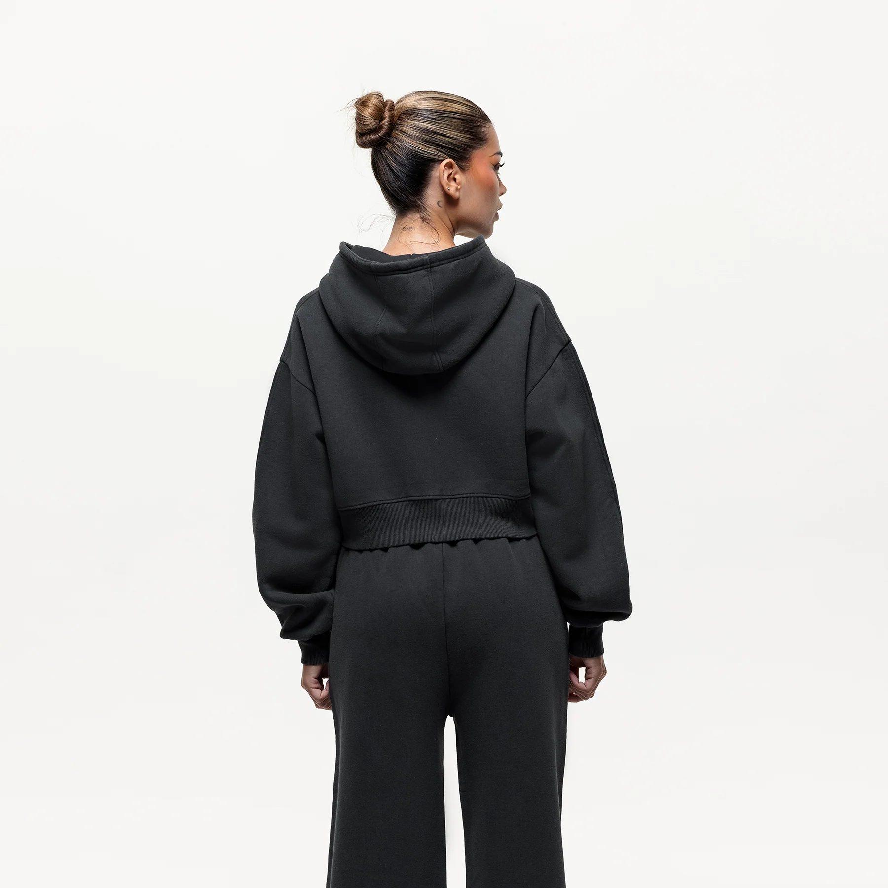 Vintage Washed Black Zip Hoodie - Image 4