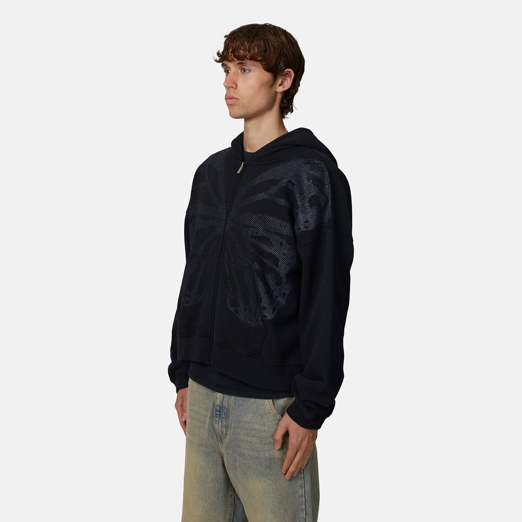Fragment Butterfly Washed Black Zip Hoodie - Image 2