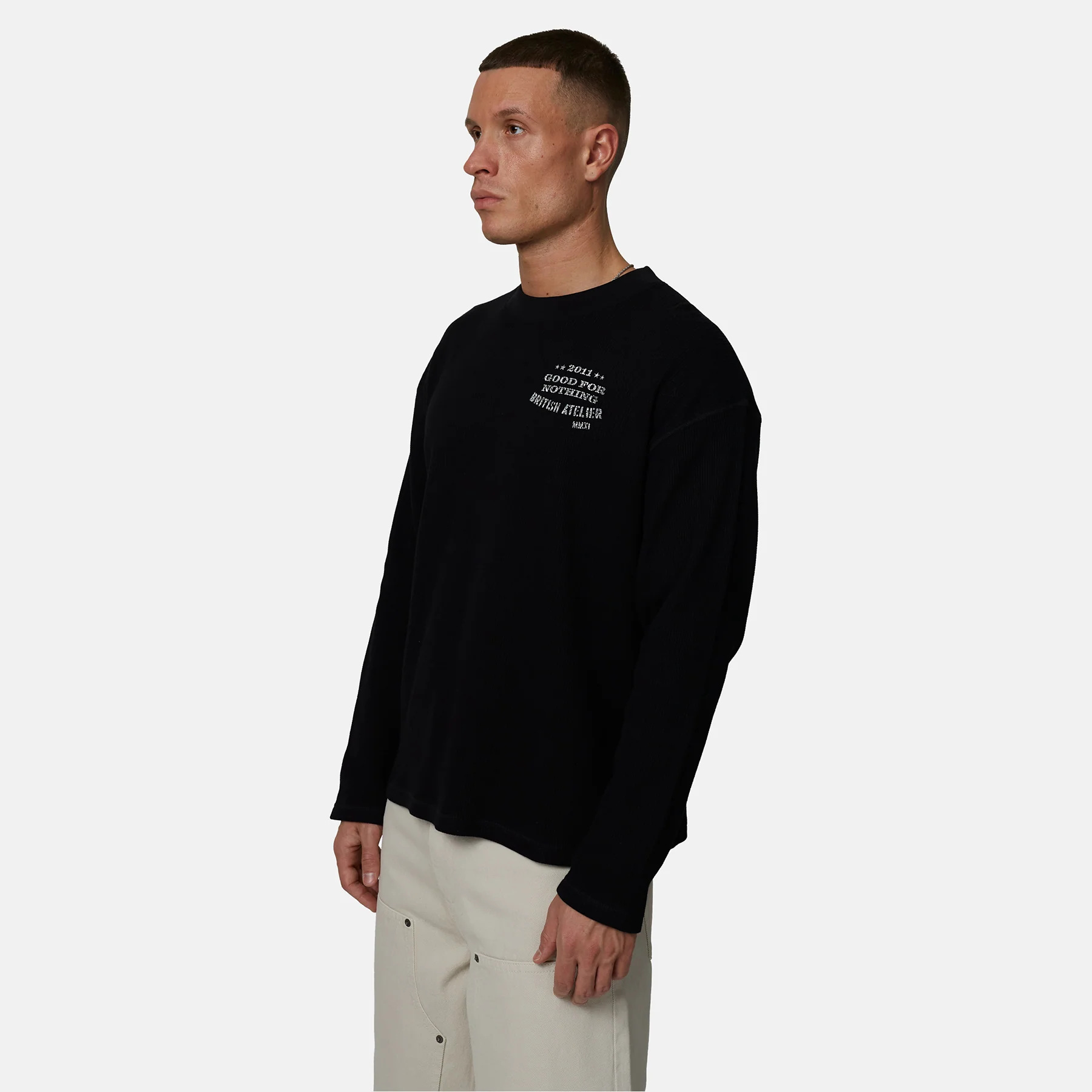 Icarus Waffle Long sleeve Black T-shirt - Image 2