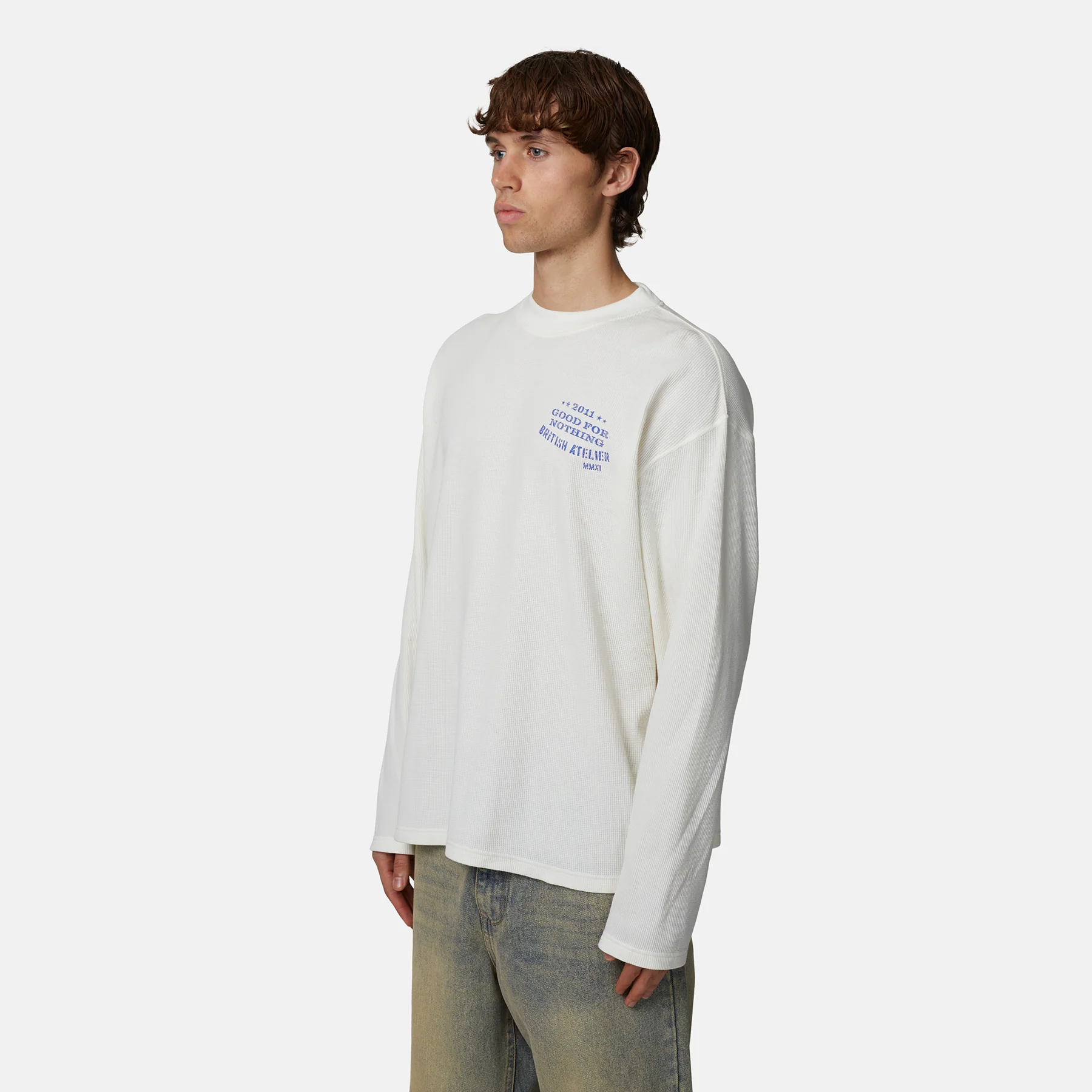 Icarus Waffle Long sleeve Cream T-shirt - Image 3