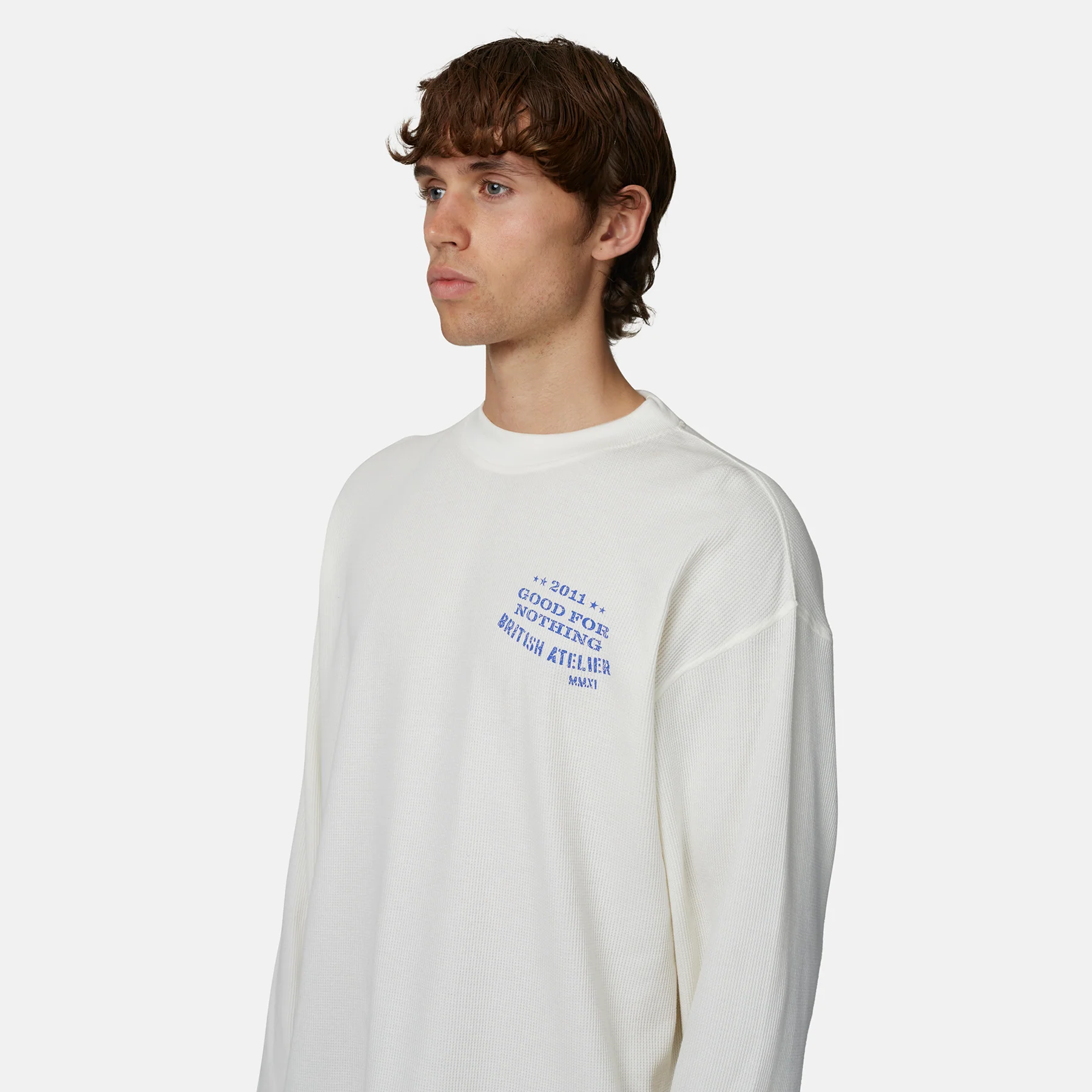Icarus Waffle Long sleeve Cream T-shirt - Image 4
