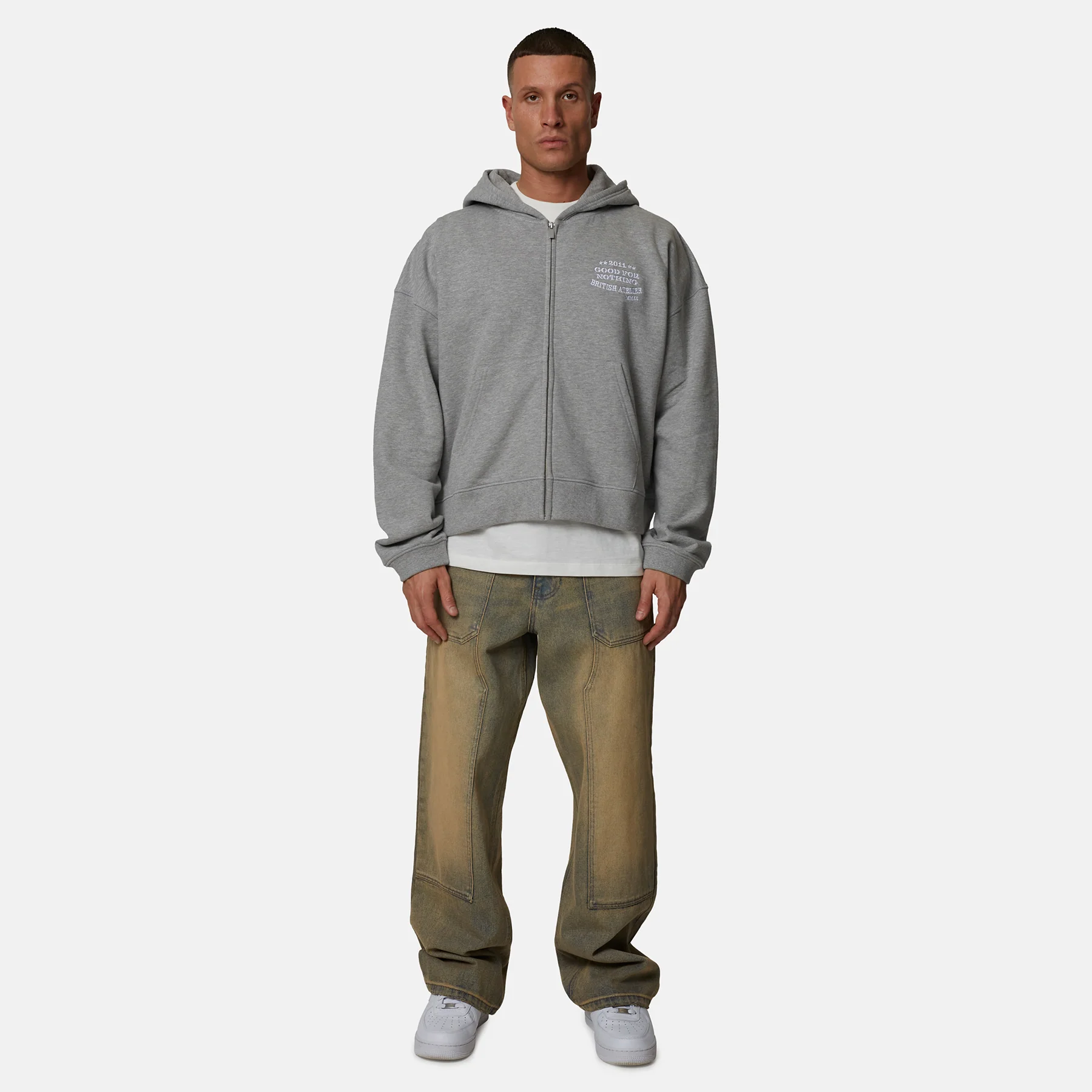 Icarus Grey Marl Zip Hoodie - Image 4