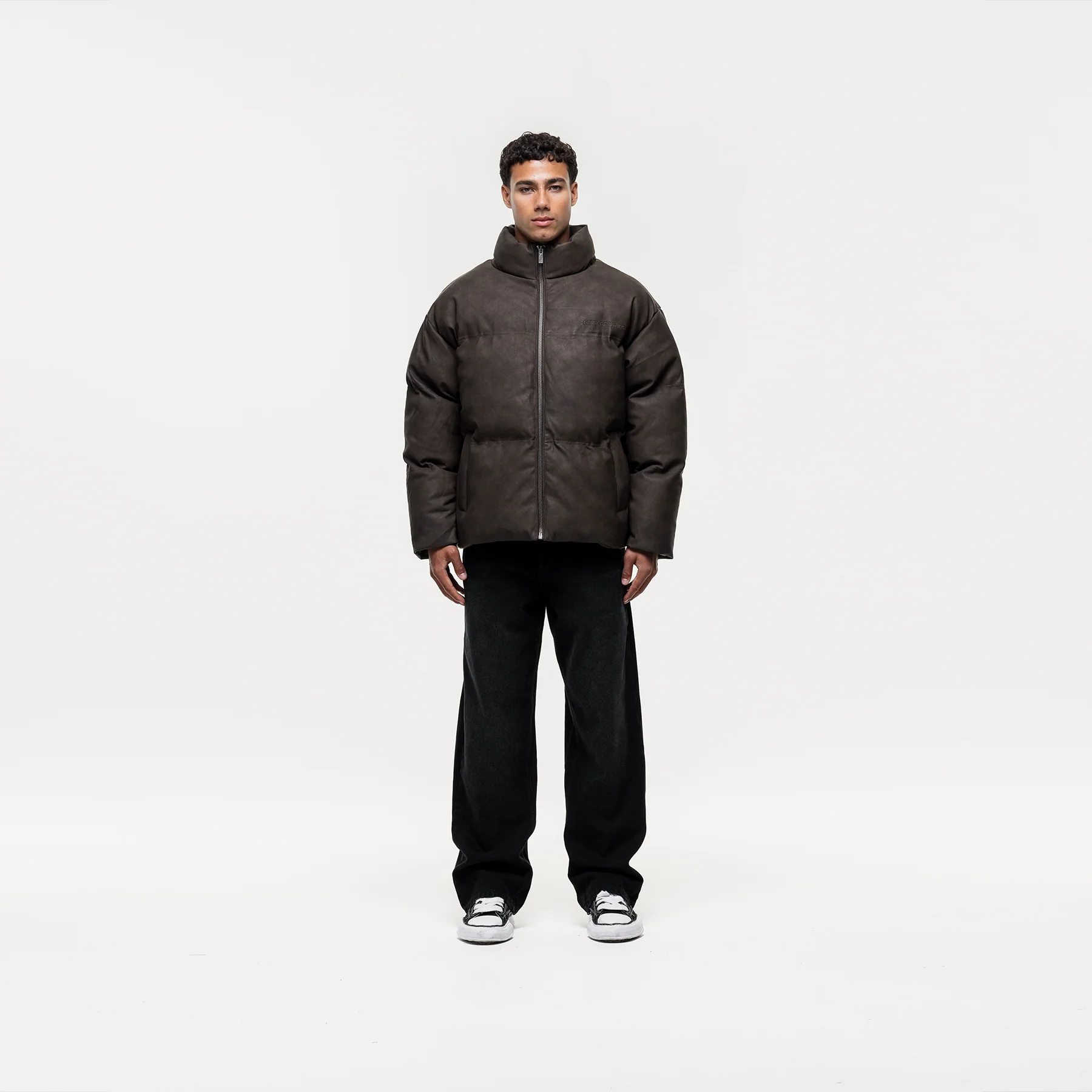 Vintage Brown Leather Puffer Coat - Image 4