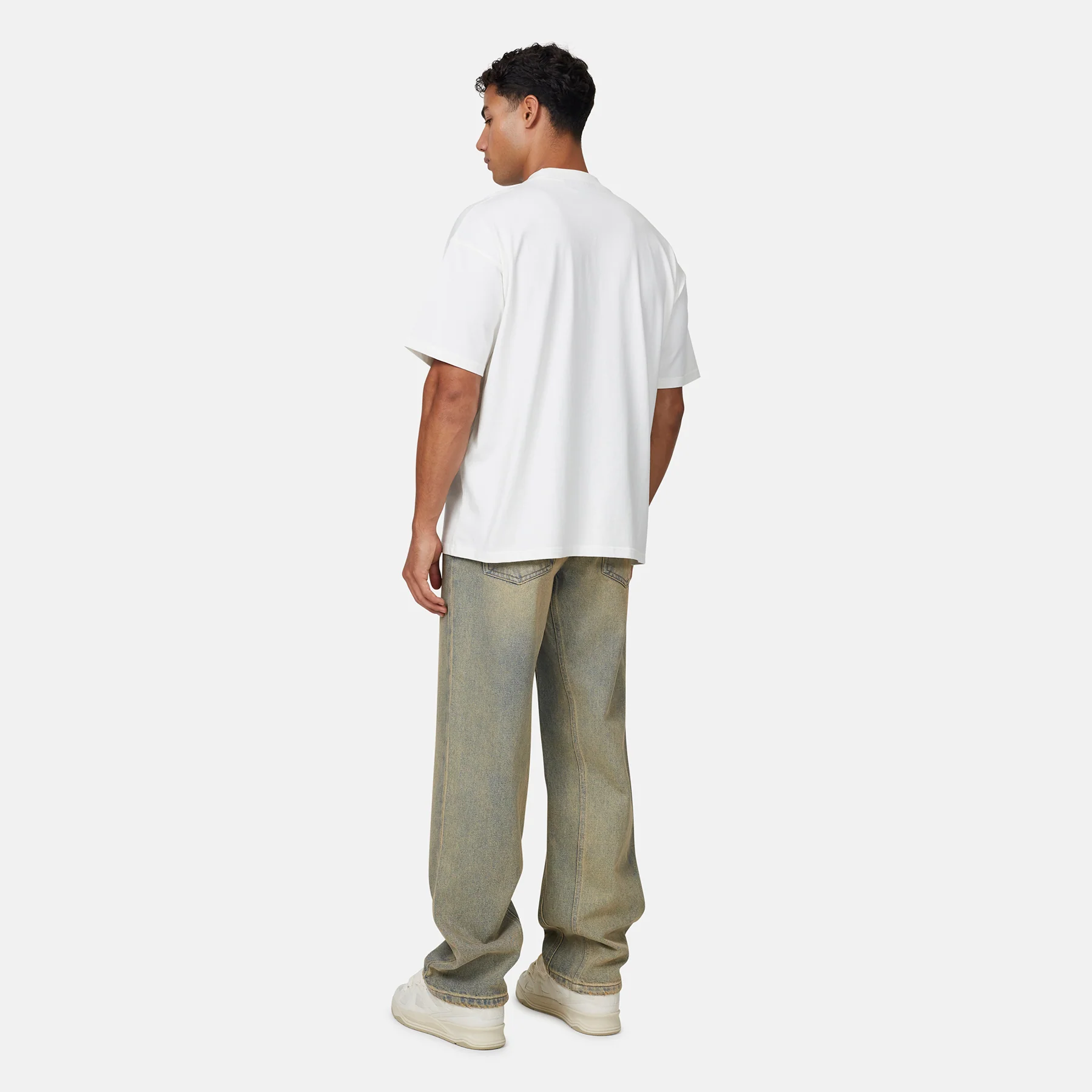 Heavy Washed Sand Blue Denim Jeans - Image 6