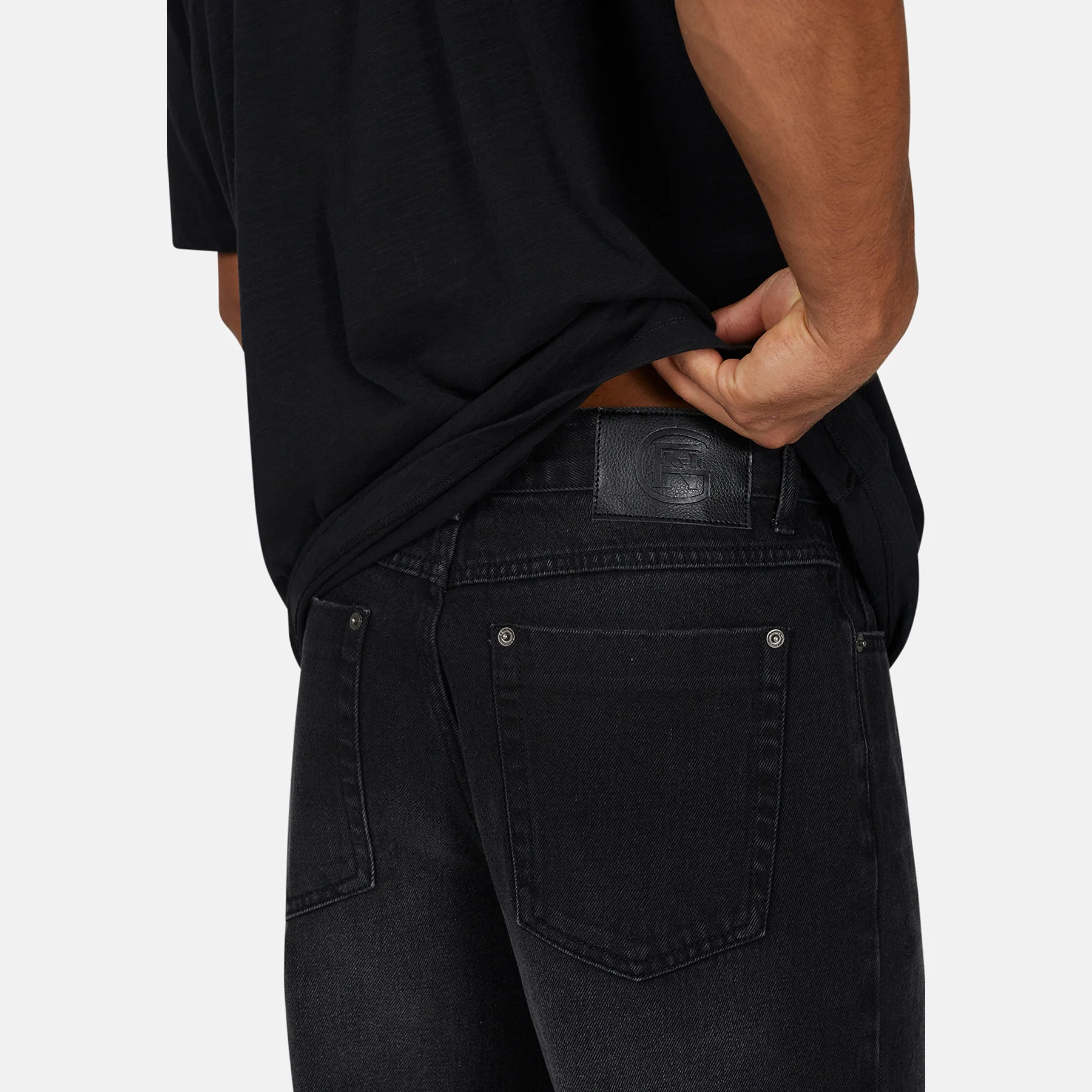 Heavy Washed Black Frayed Hem Denim Jeans - Image 4