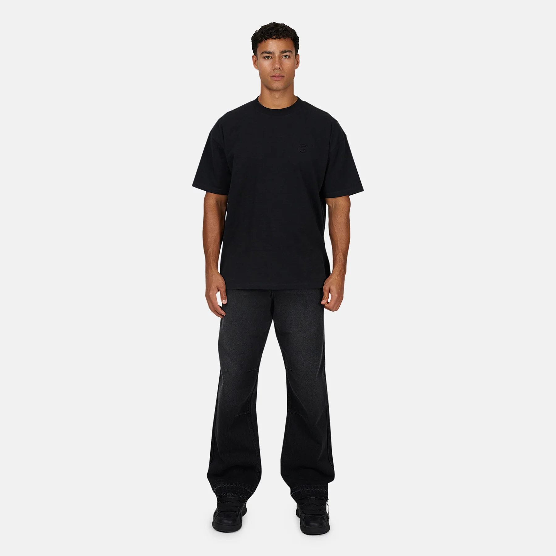 Heavy Washed Black Frayed Hem Denim Jeans - Image 5