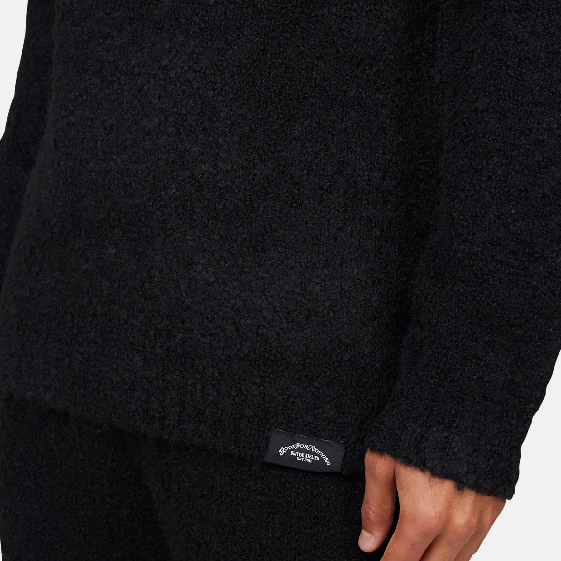 Cozy Boucle Knitwear Black Crew - Image 4