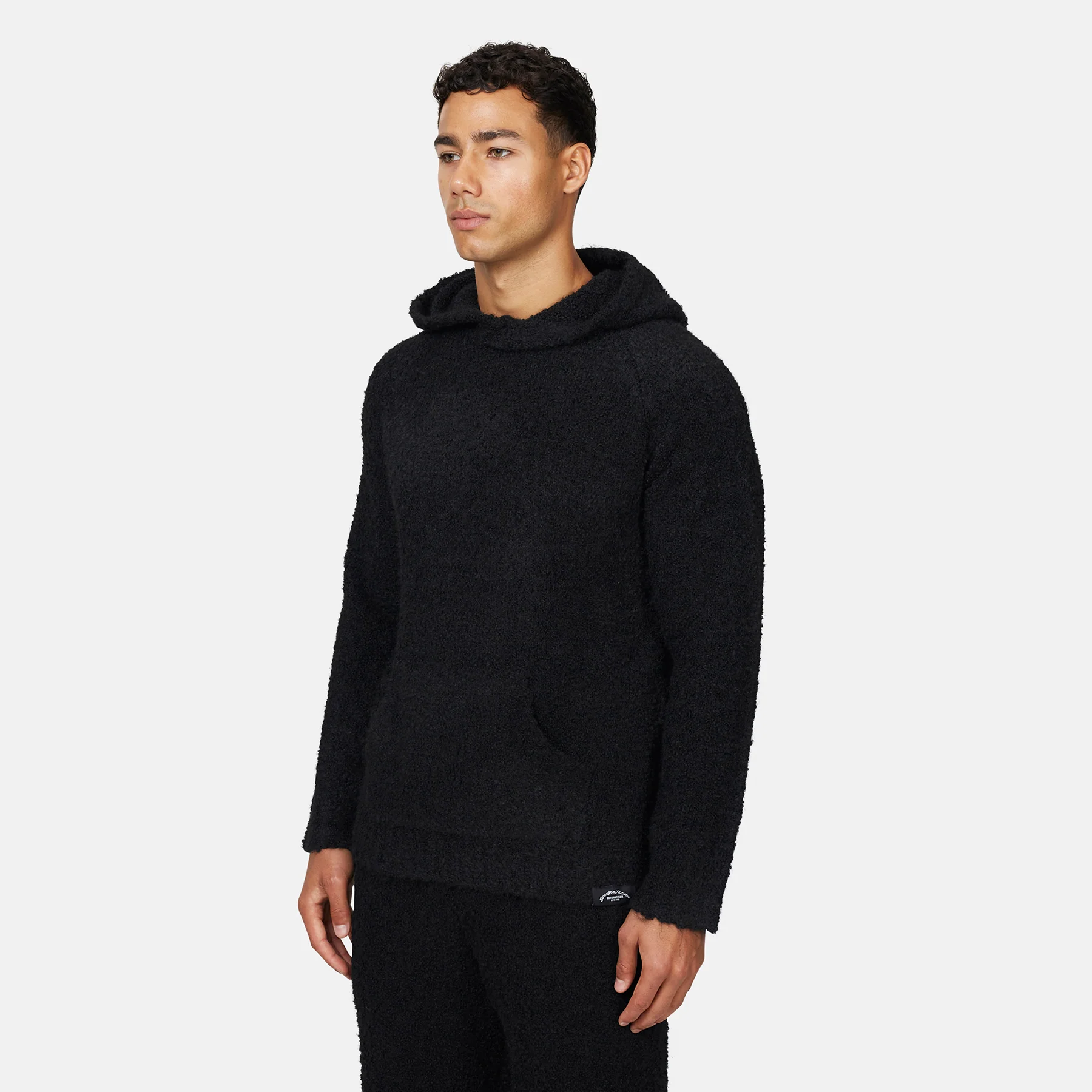 Cozy Boucle Knitwear Black Hoodie - Image 2