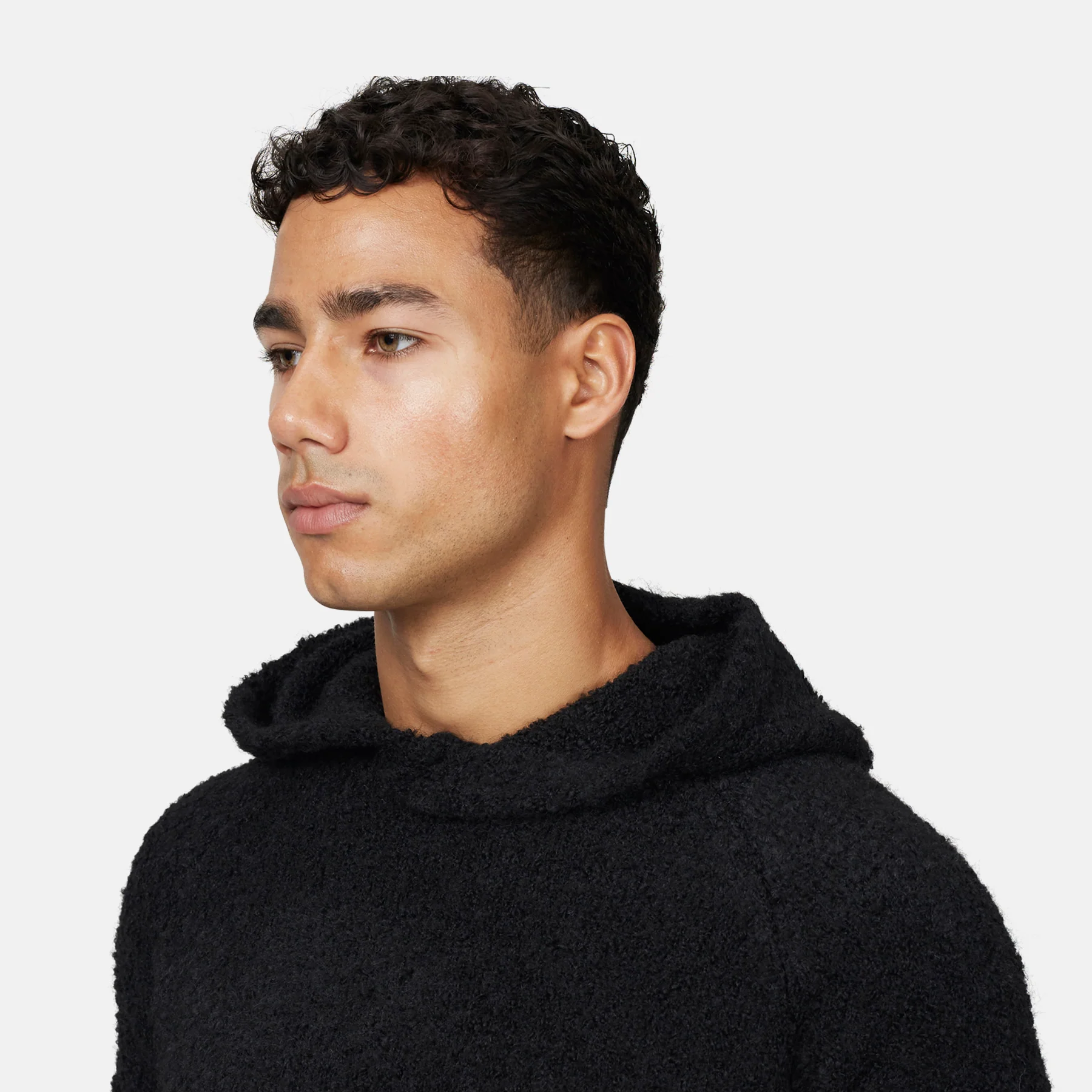 Cozy Boucle Knitwear Black Hoodie - Image 3
