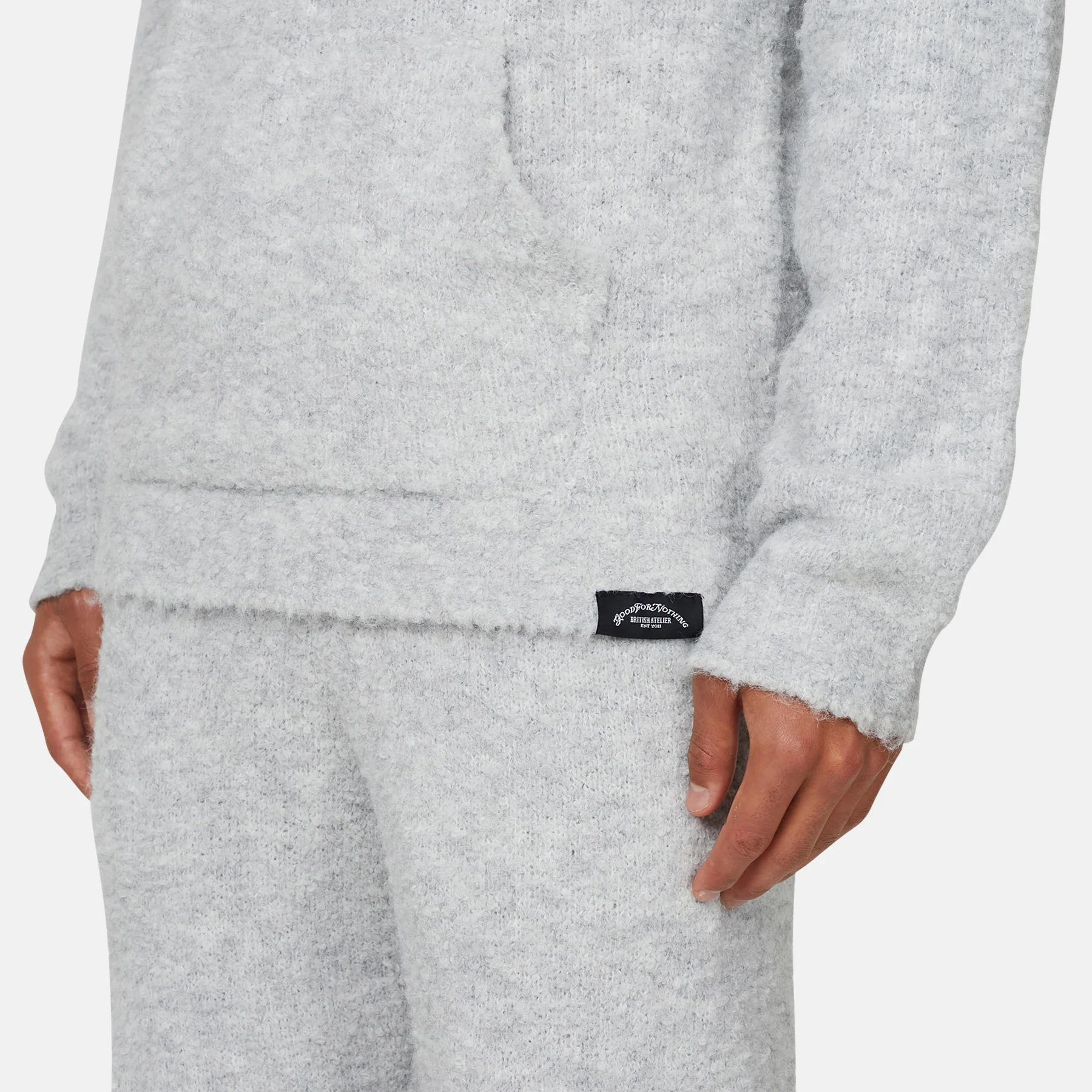 Cozy Boucle Knitwear Grey Hoodie - Image 3