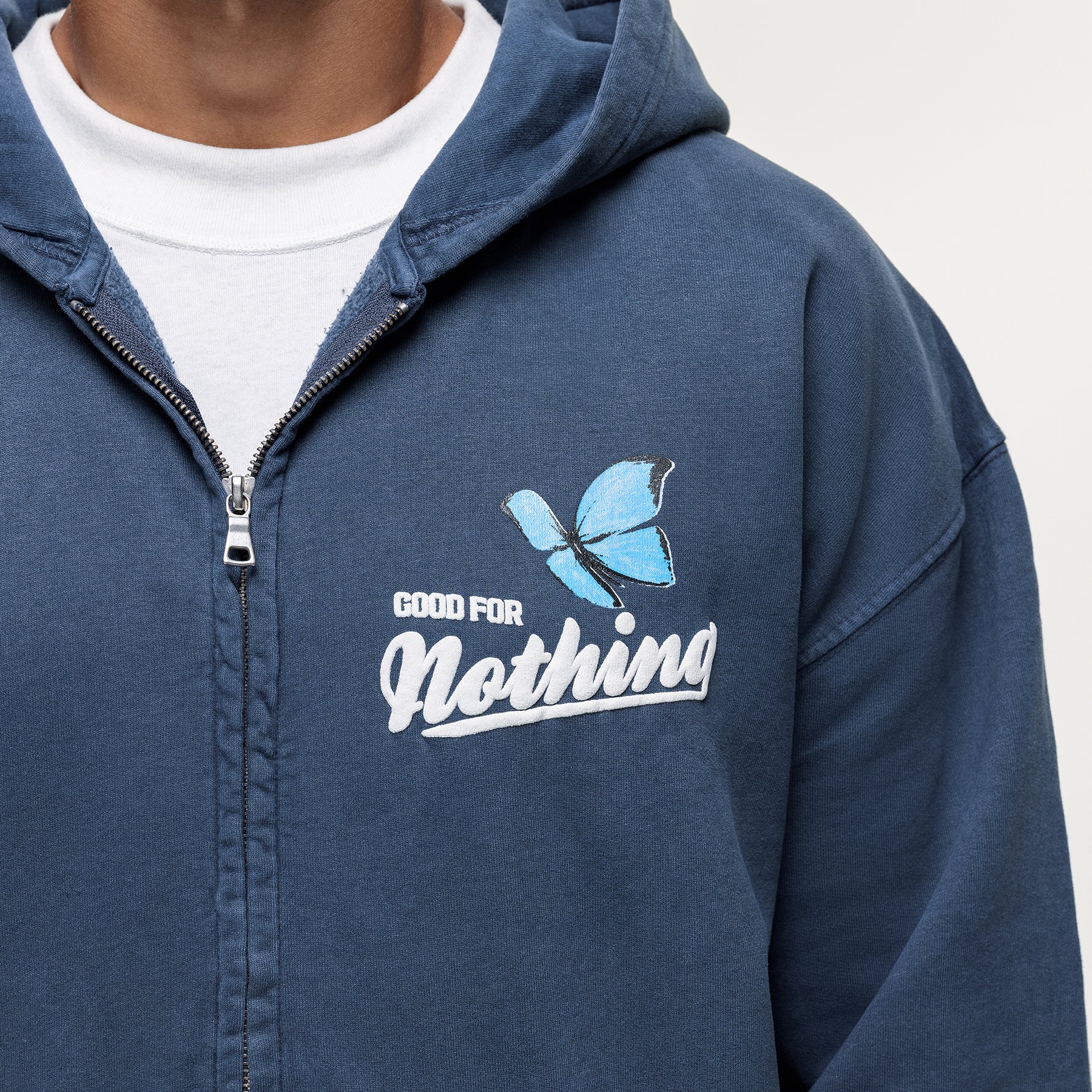 Flight Washed Navy Zip Hoodie - Image 2
