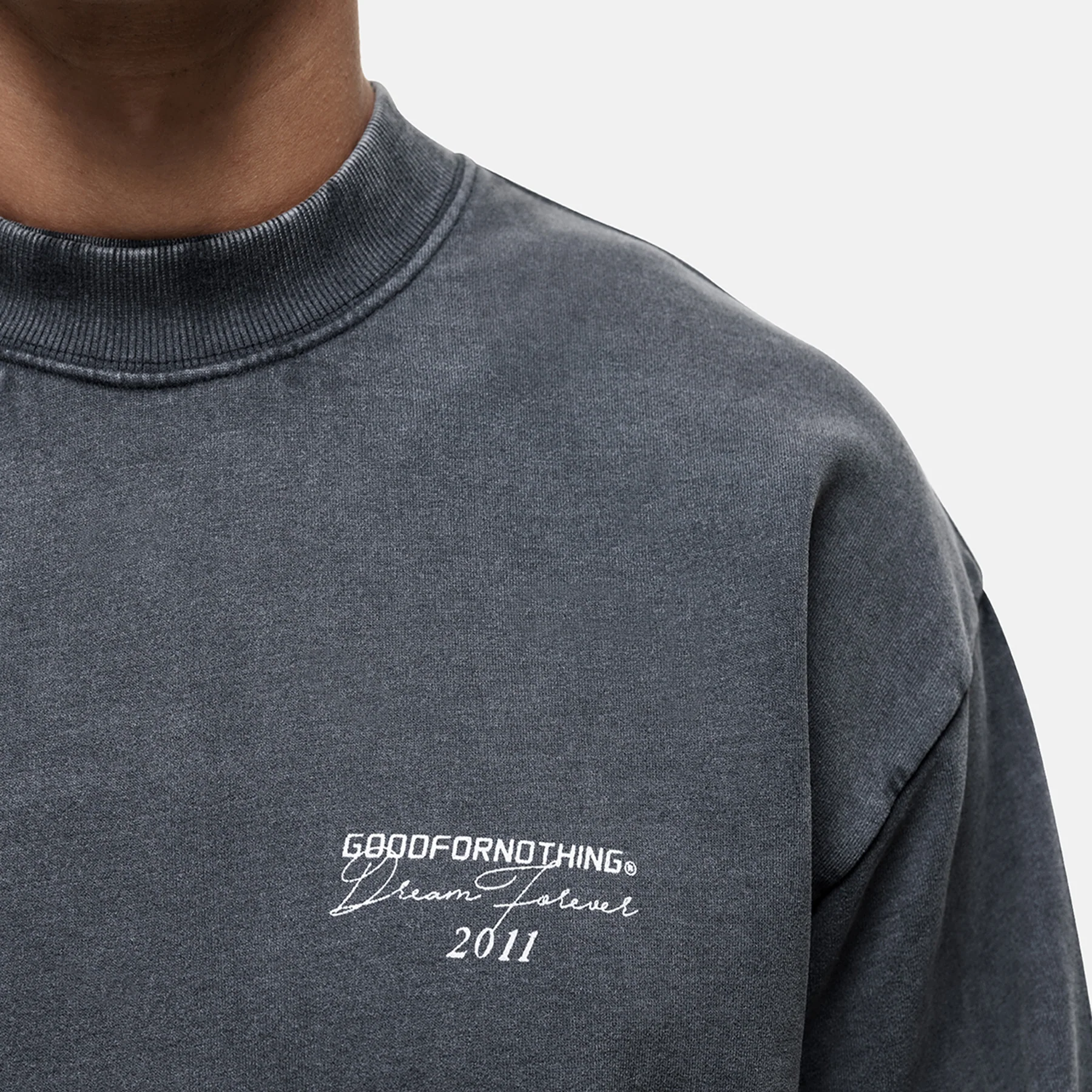 Partial Seam Washed Grey Sweatshirt - Image 5