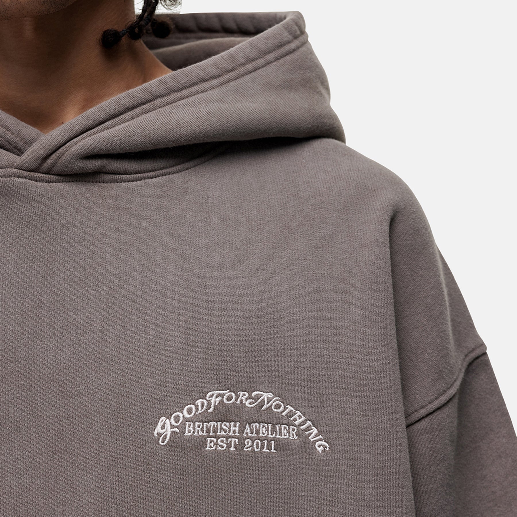 Overlock Washed Taupe Hoodie - Image 3