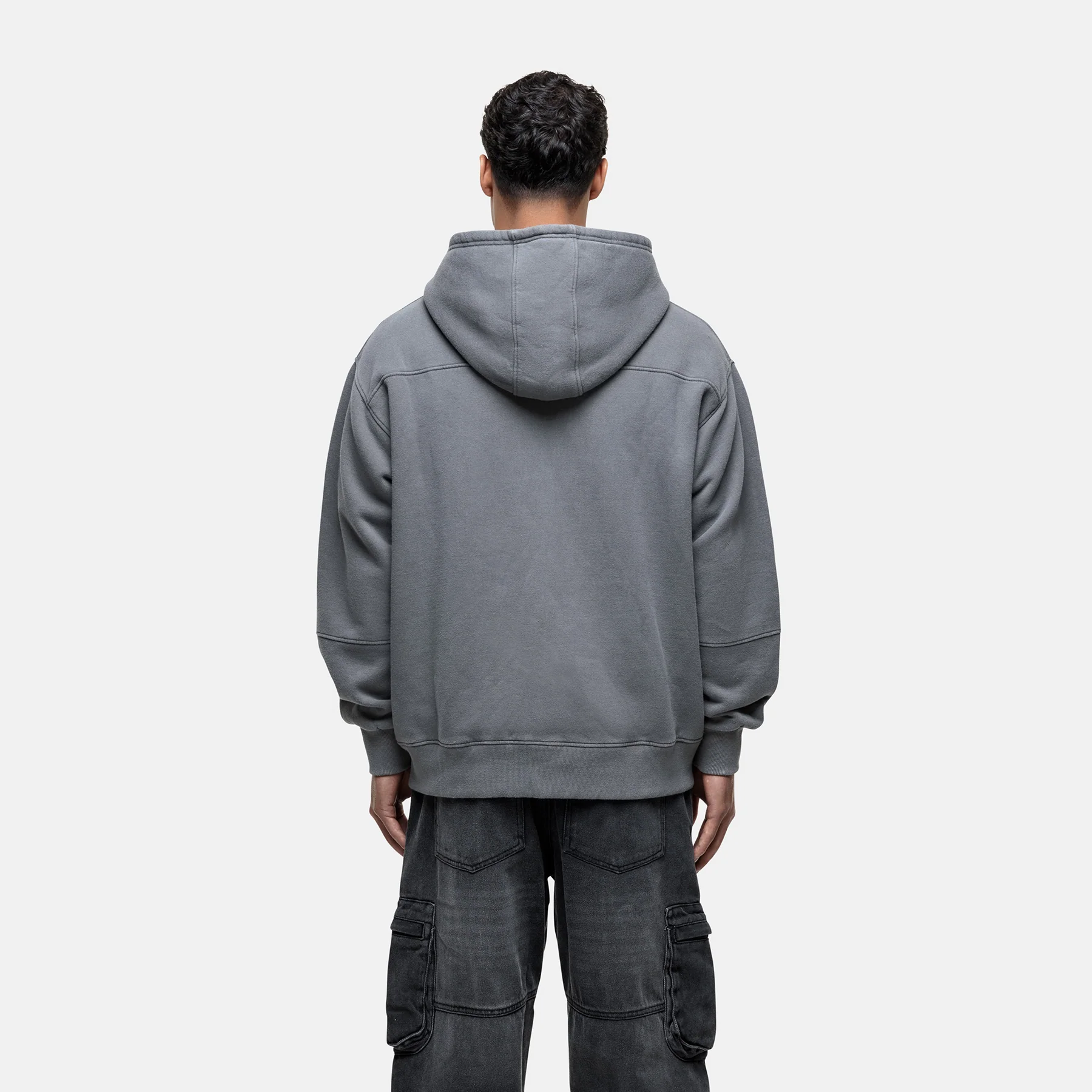 Arch Washed Grey Zip Hoodie - Image 5