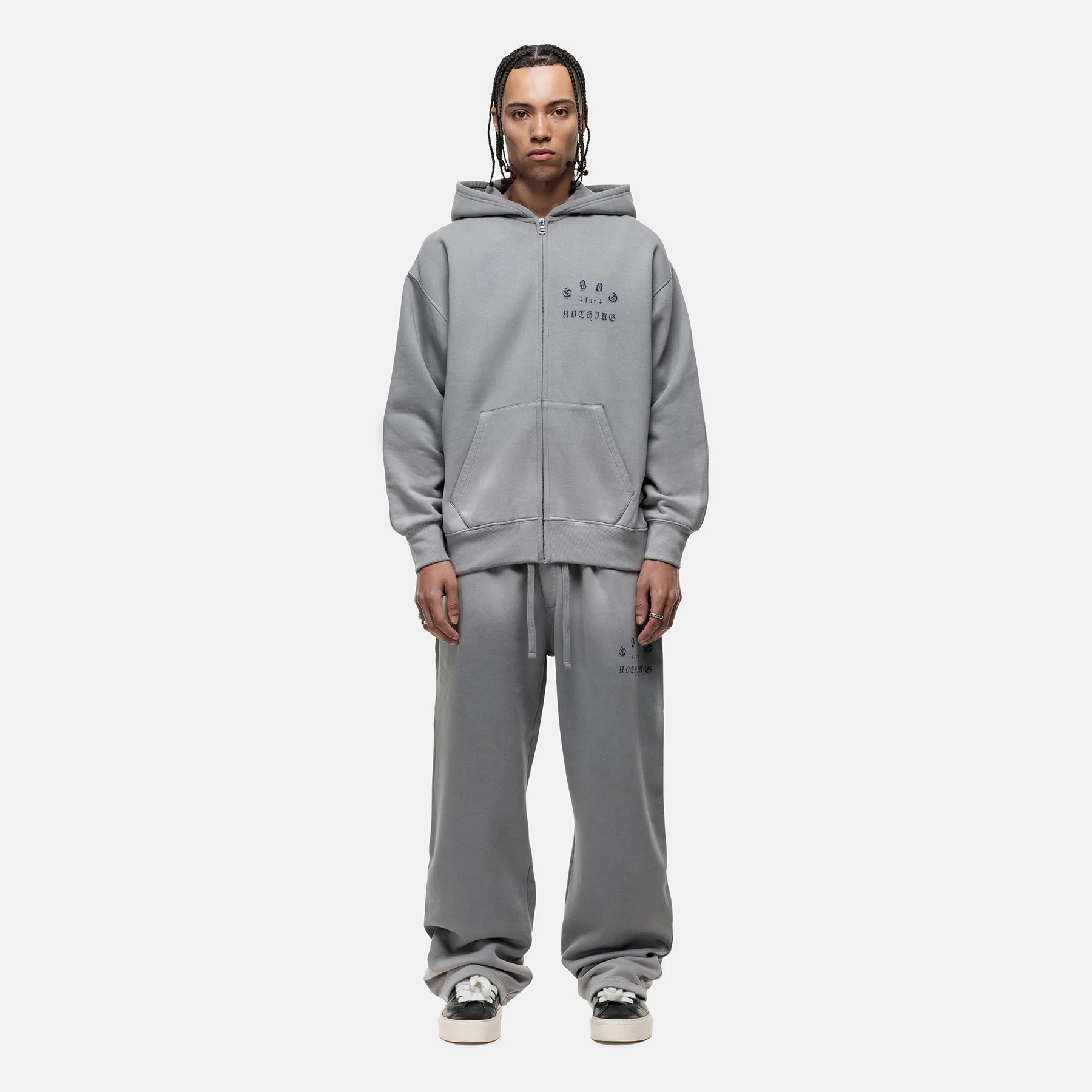 California Washed Grey Zip Hoodie - Image 3