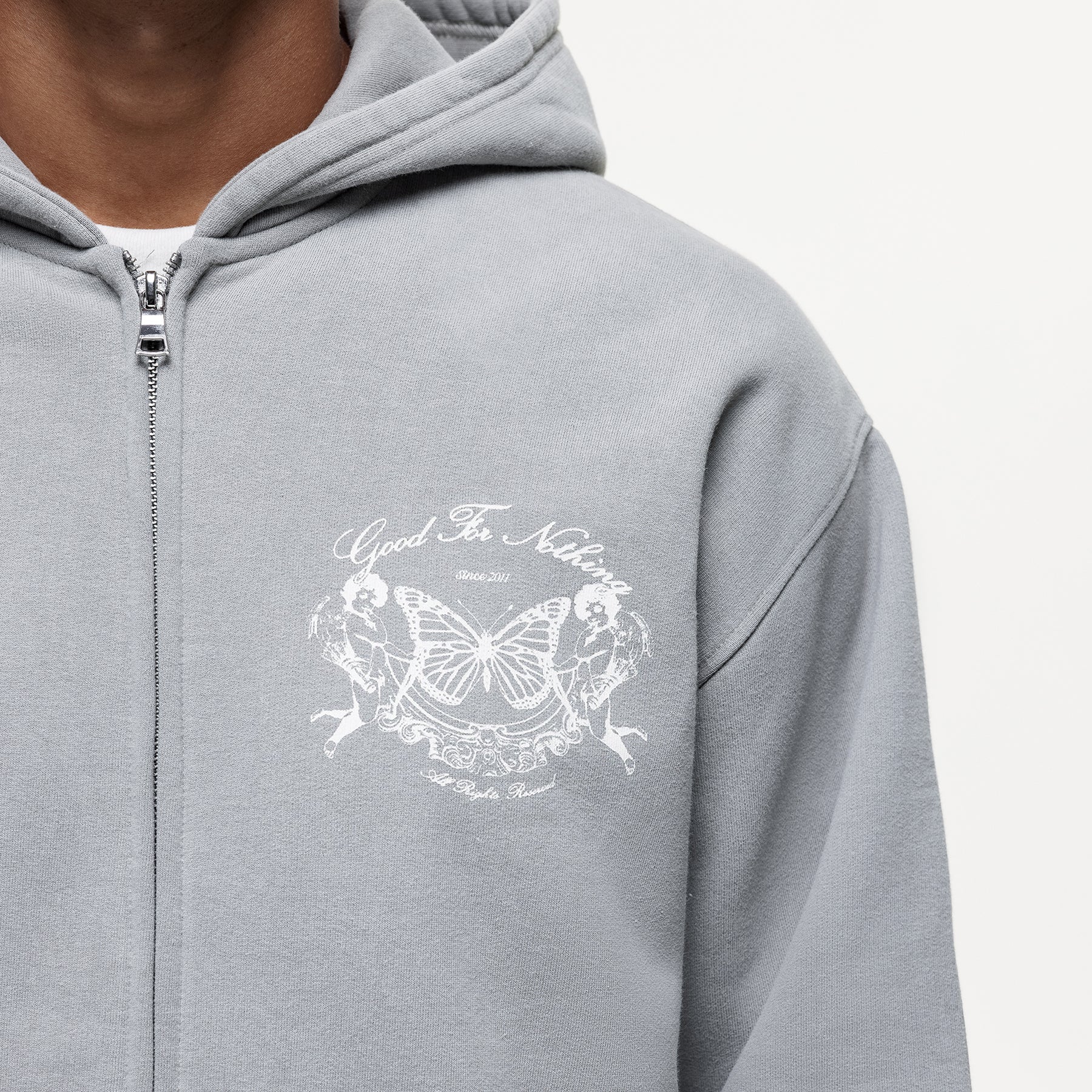 Renaissance Washed Grey Zip hoodie - Image 3