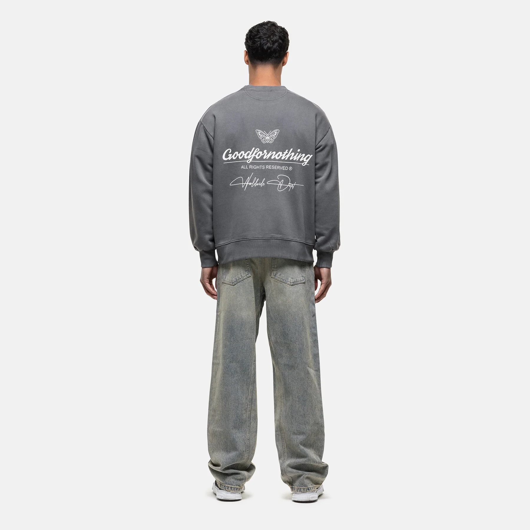 Cult Butterfly Grey Washed Sweatshirt - Image 4