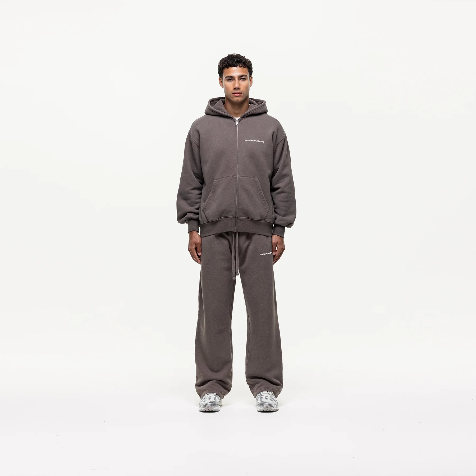Vintage Washed Taupe Zip Hoodie - Image 5