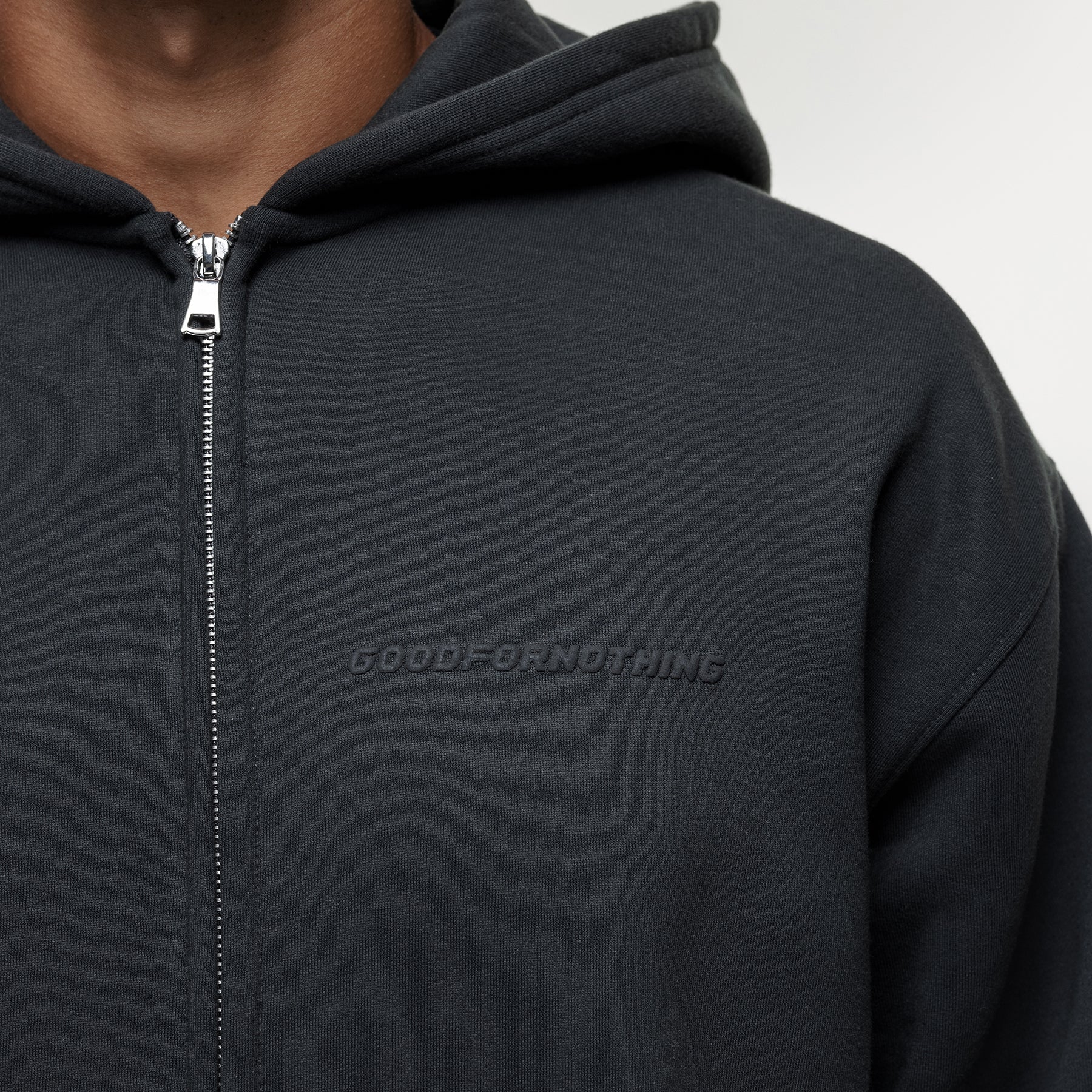 Vintage Onyx Black Zip Hoodie - Image 2