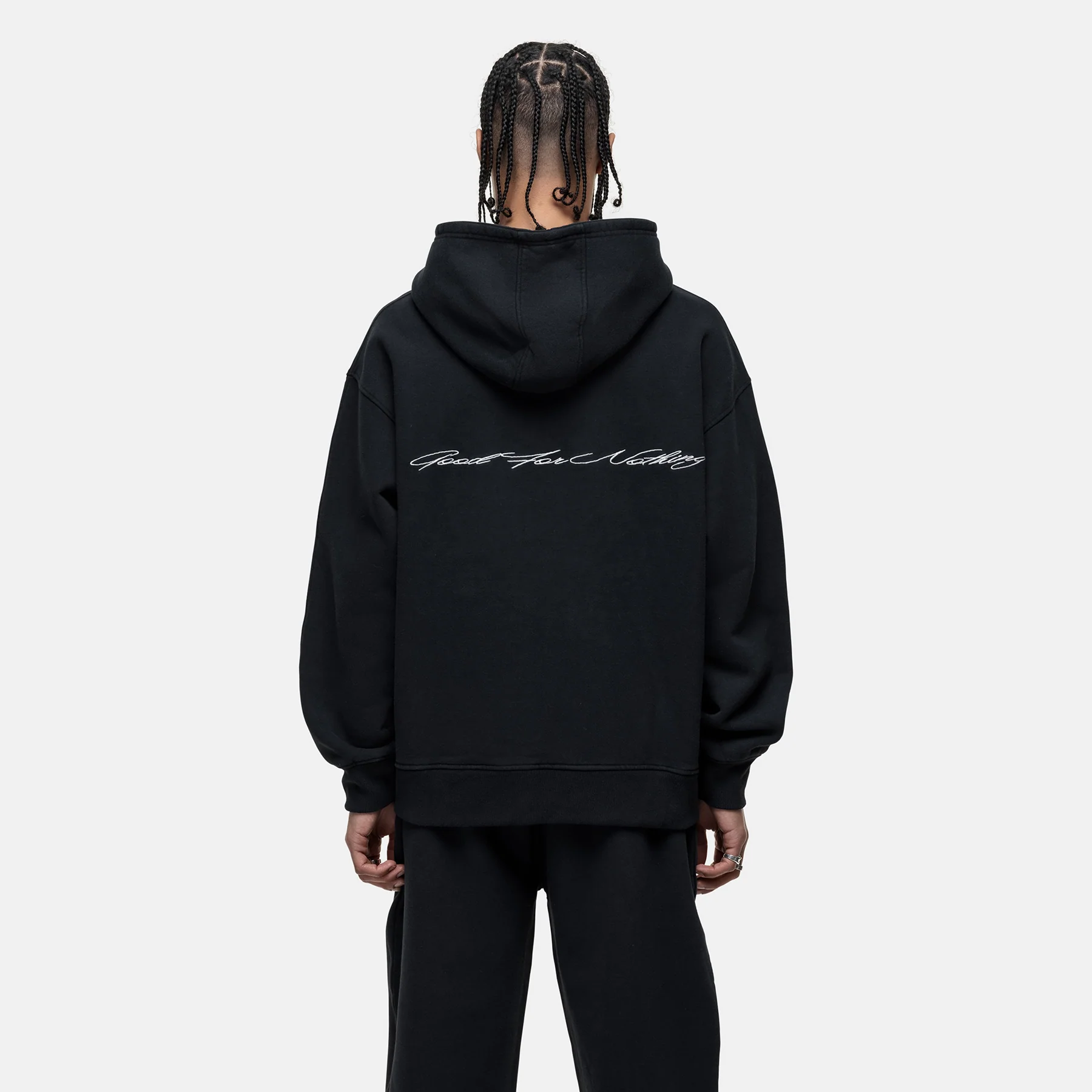 Scribble Washed Black Hoodie - Image 2