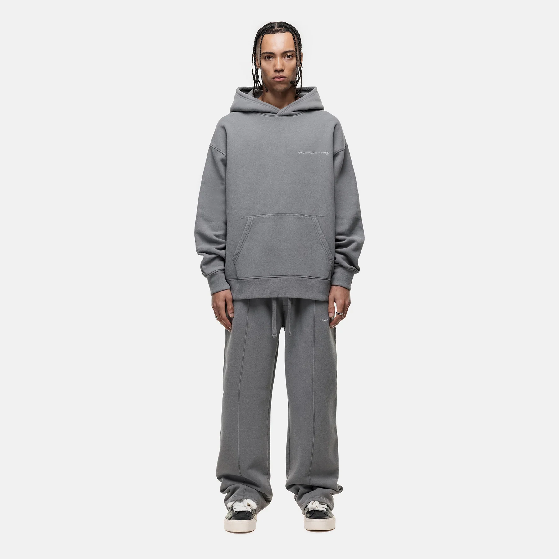 Scribble Washed Grey Hoodie - Image 5