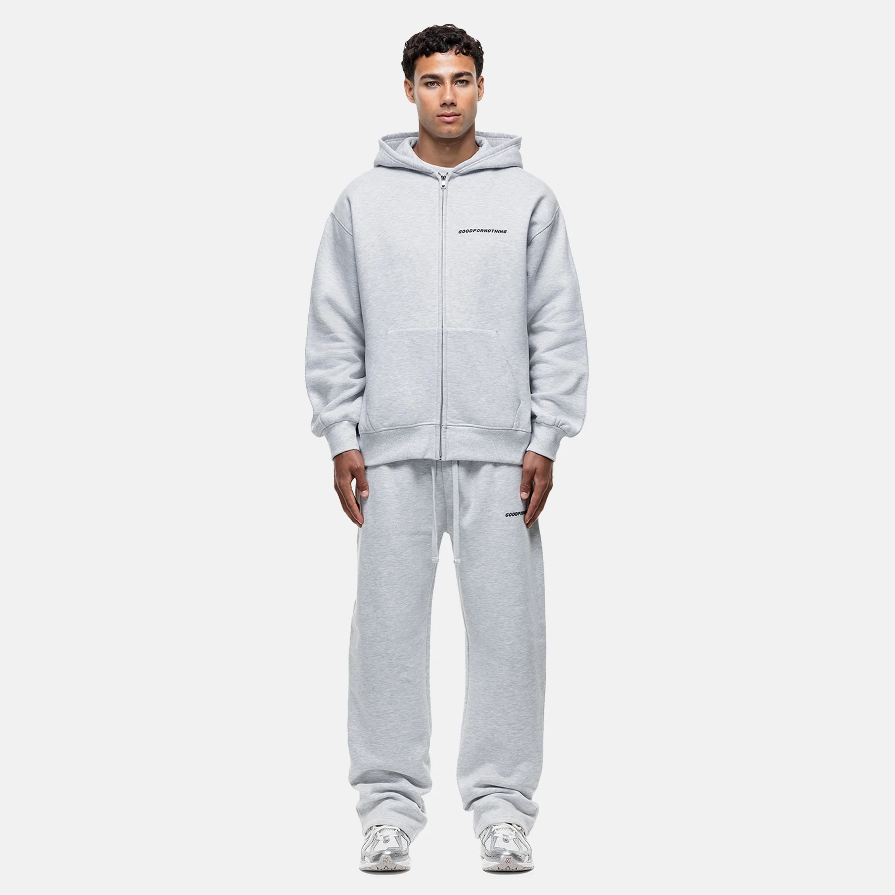 Vintage Grey Marl Zip Hoodie - Image 3