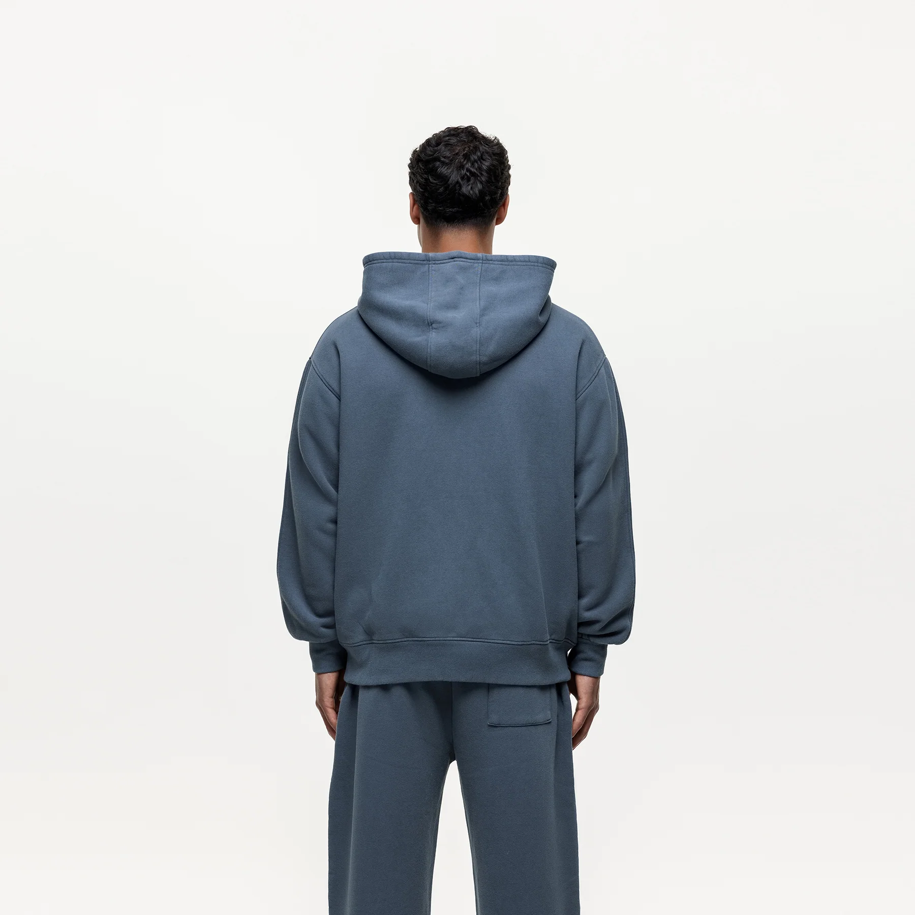 Vintage Washed Blue Zip Hoodie - Image 3