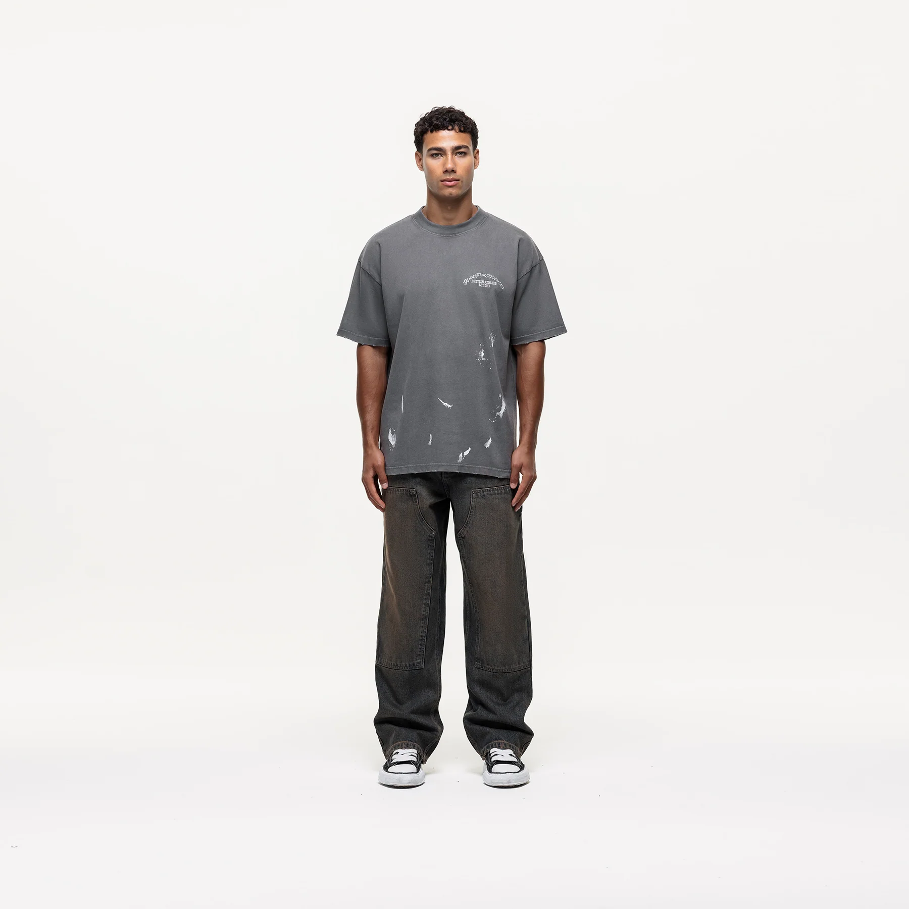 Abrade Taupe Sprayed T-shirt - Image 4