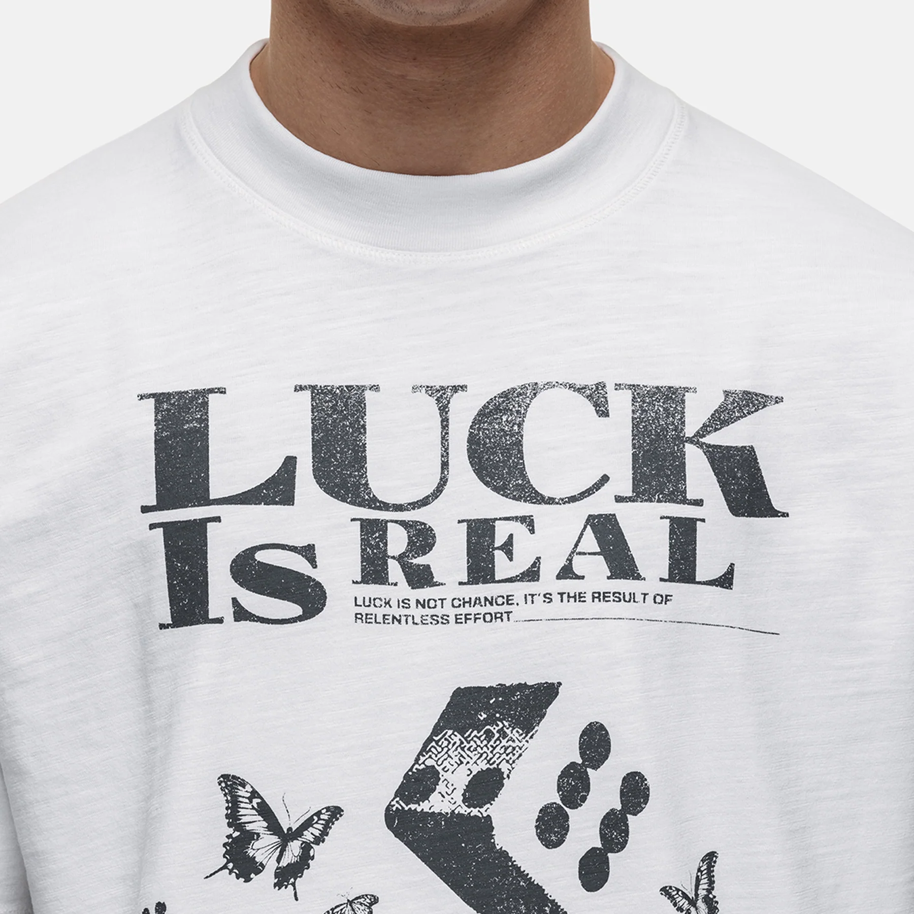 Dice White Slub T-shirt - Image 3