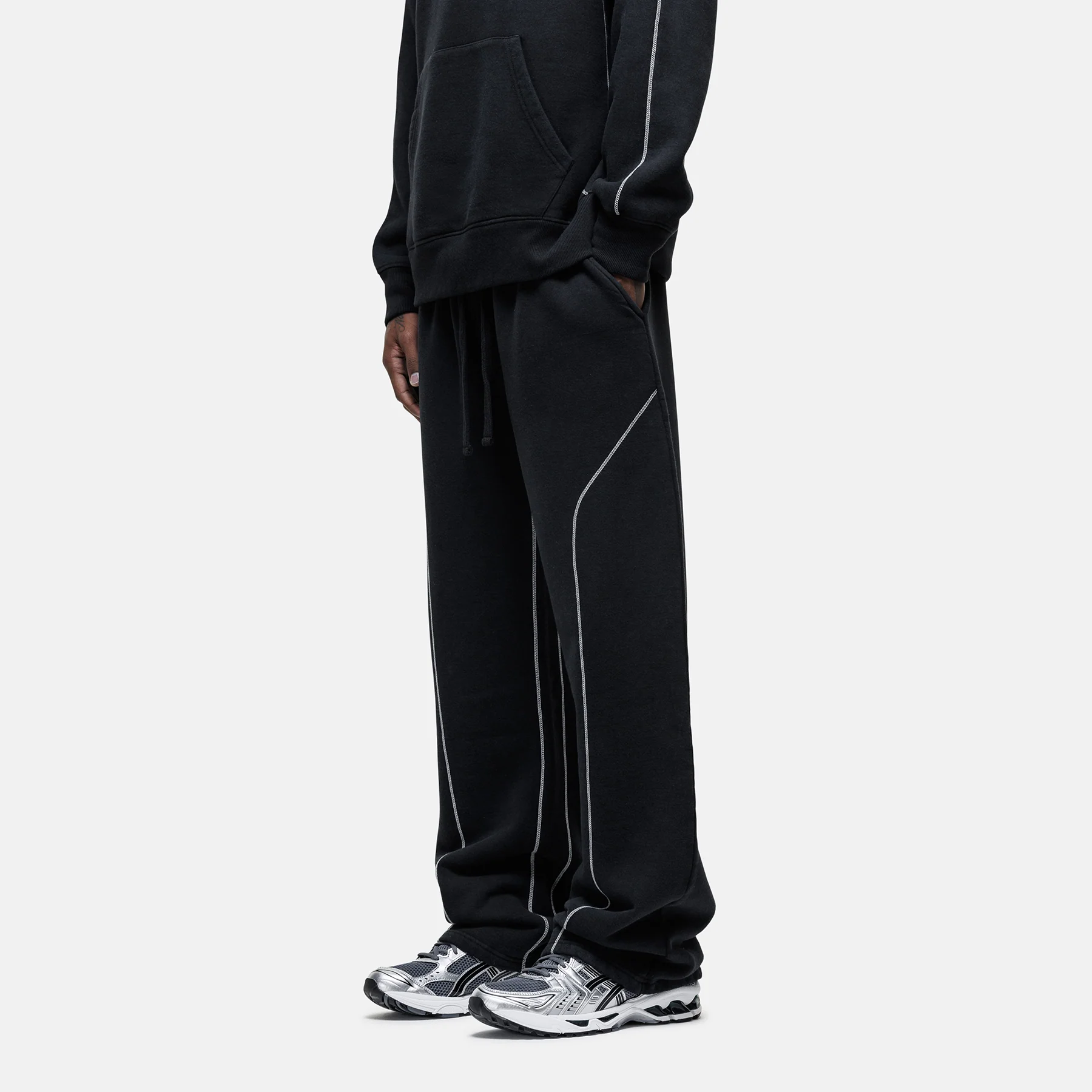 Overlock Washed Black Sweatpants - Image 2