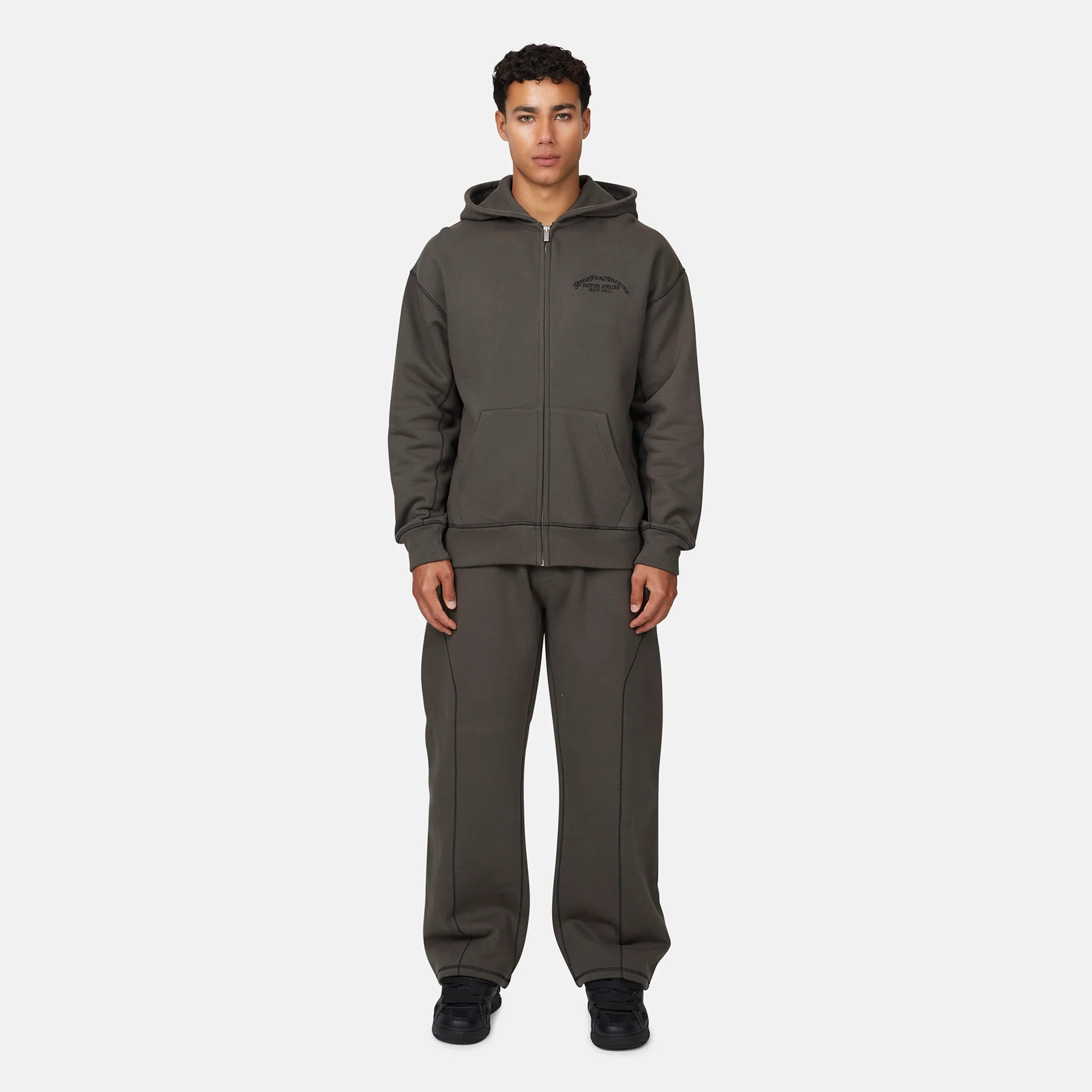 Overlock Gunmetal Zip Hoodie - Image 4