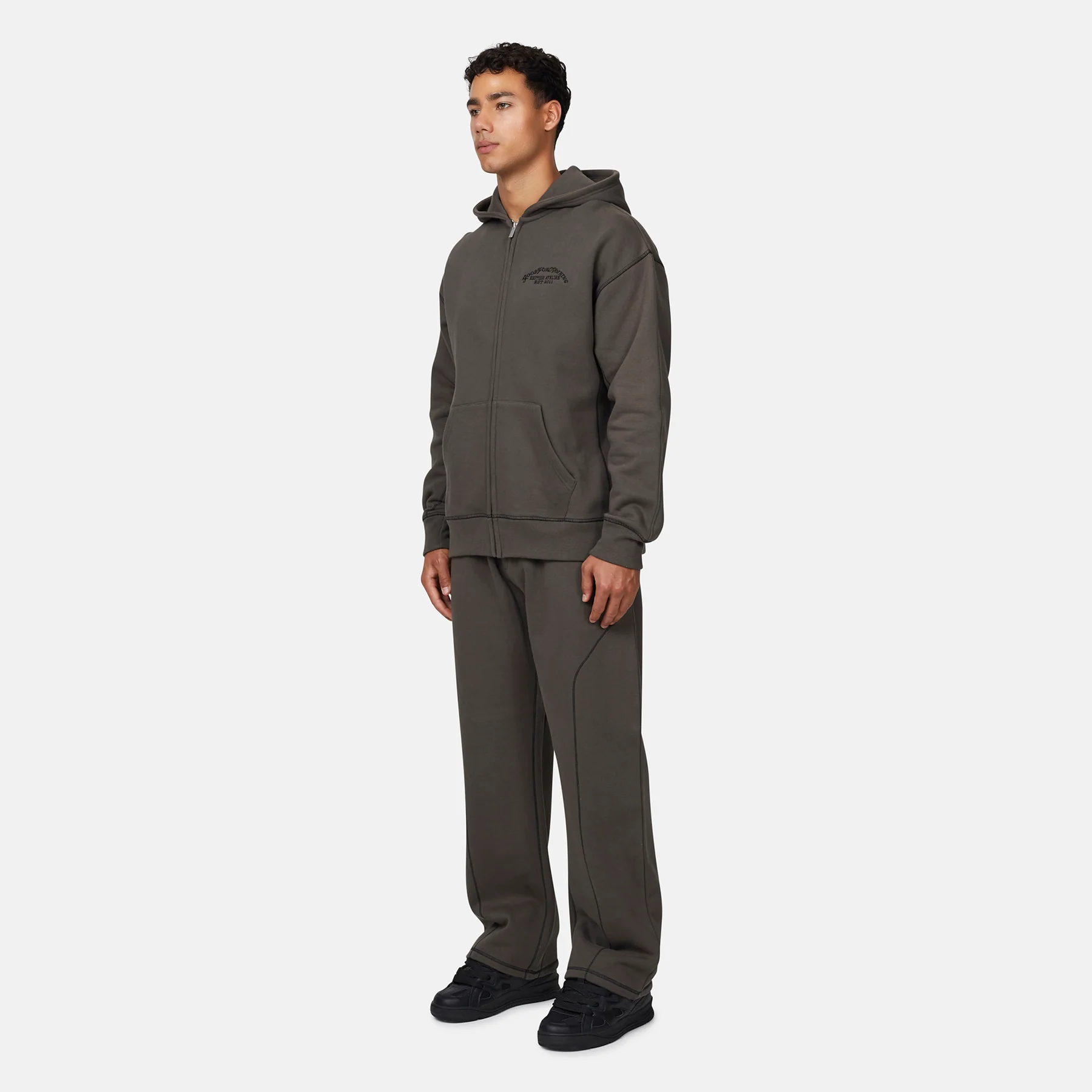 Overlock Gunmetal Zip Hoodie - Image 5
