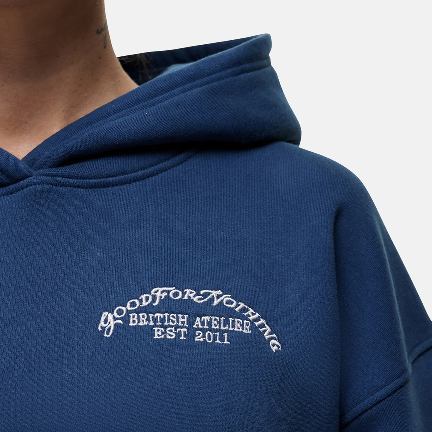 Overlock Washed Blue Hoodie - Image 3