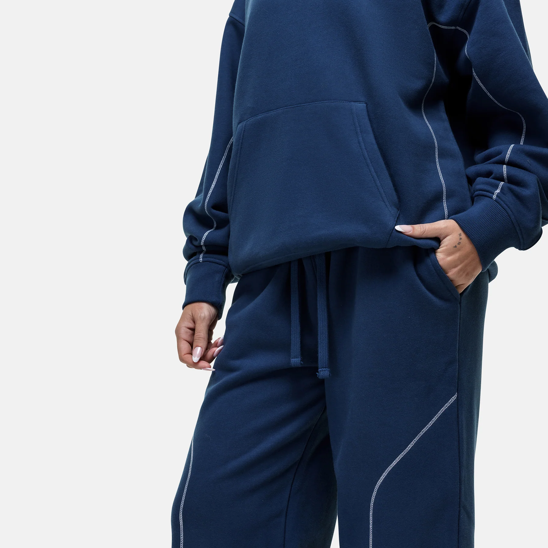 Overlock Washed Blue Sweatpant - Image 3