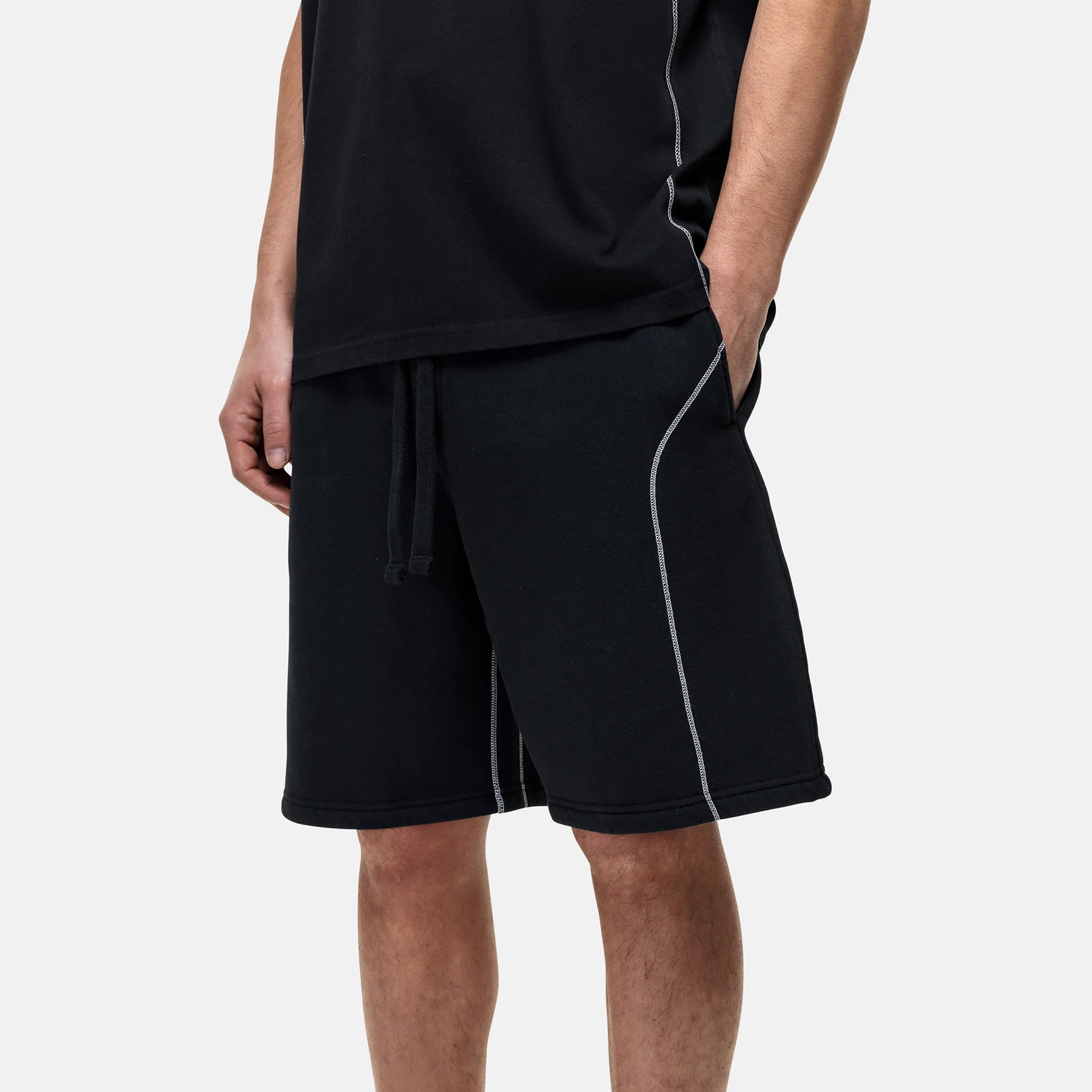Overlock Washed Black Shorts - Image 4