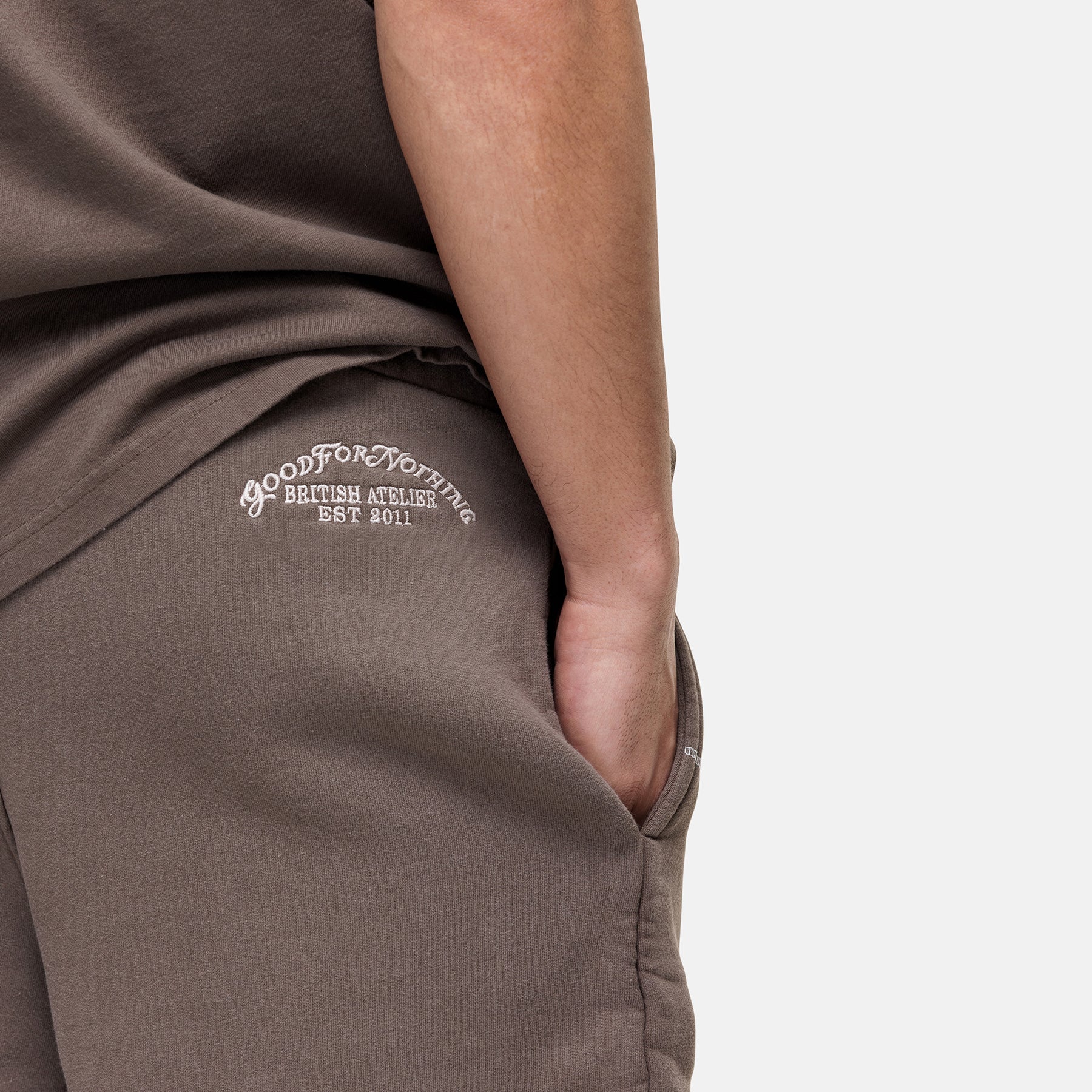 Overlock Washed Taupe Shorts - Image 3