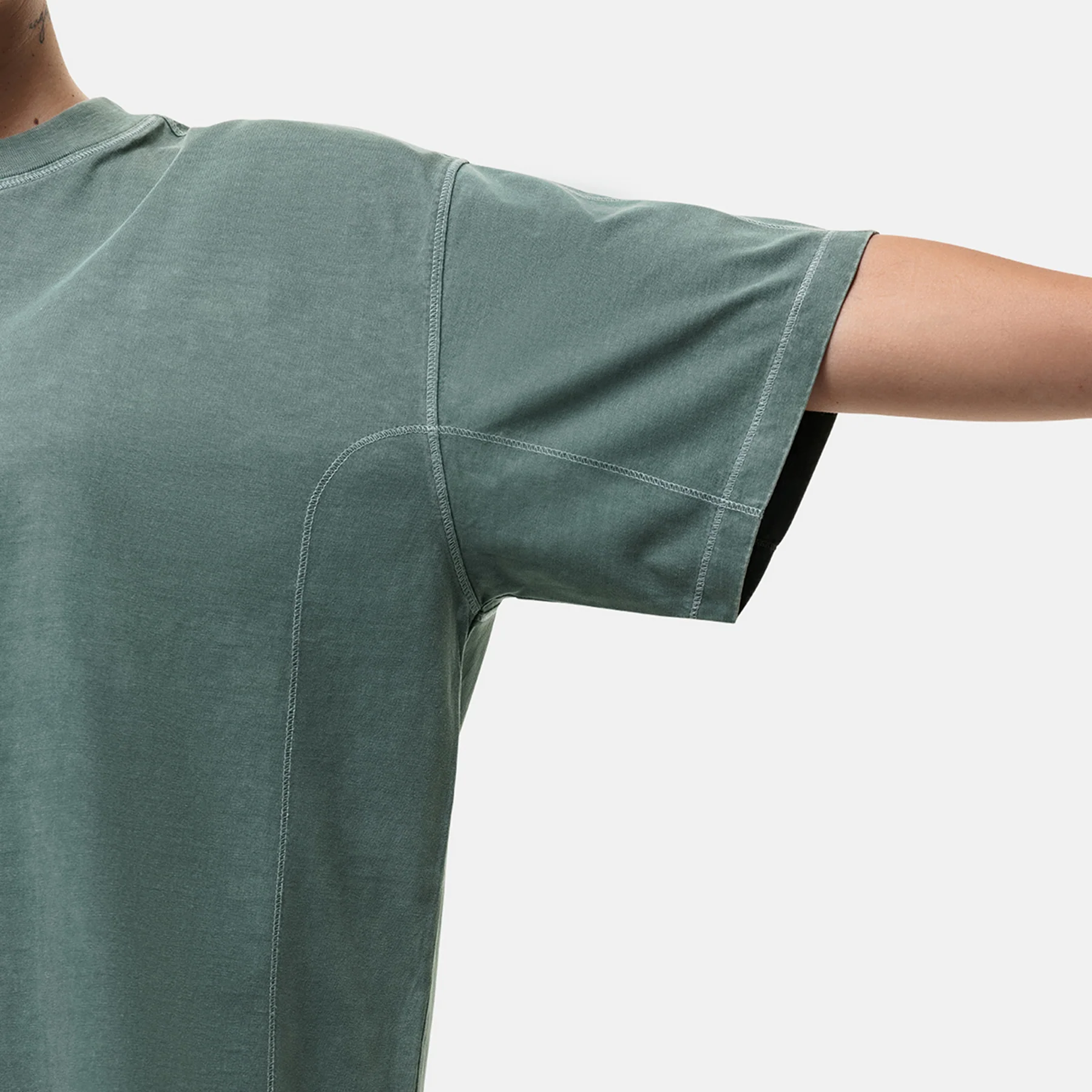Overlock Washed Green T-shirt - Image 3