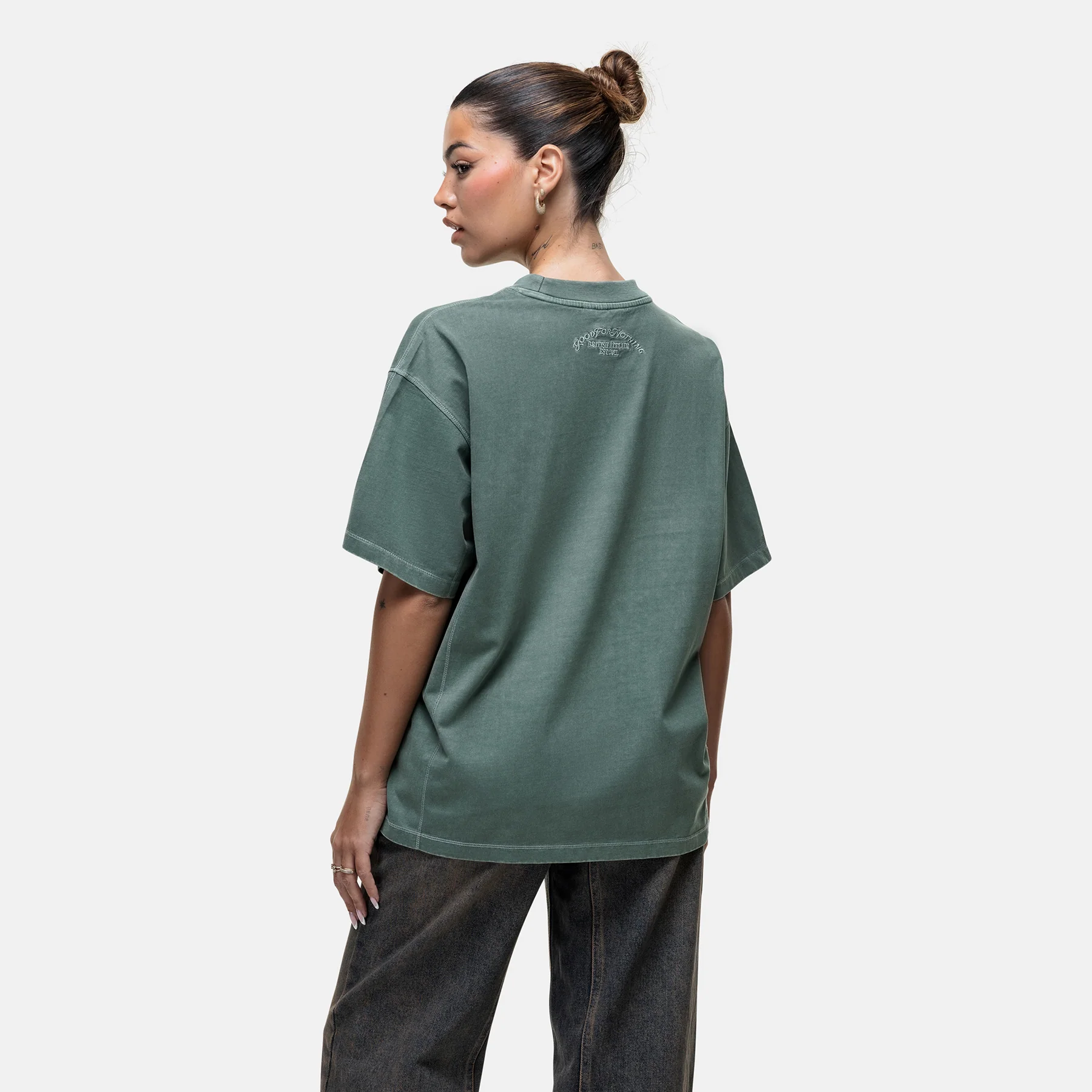 Overlock Washed Green T-shirt - Image 4