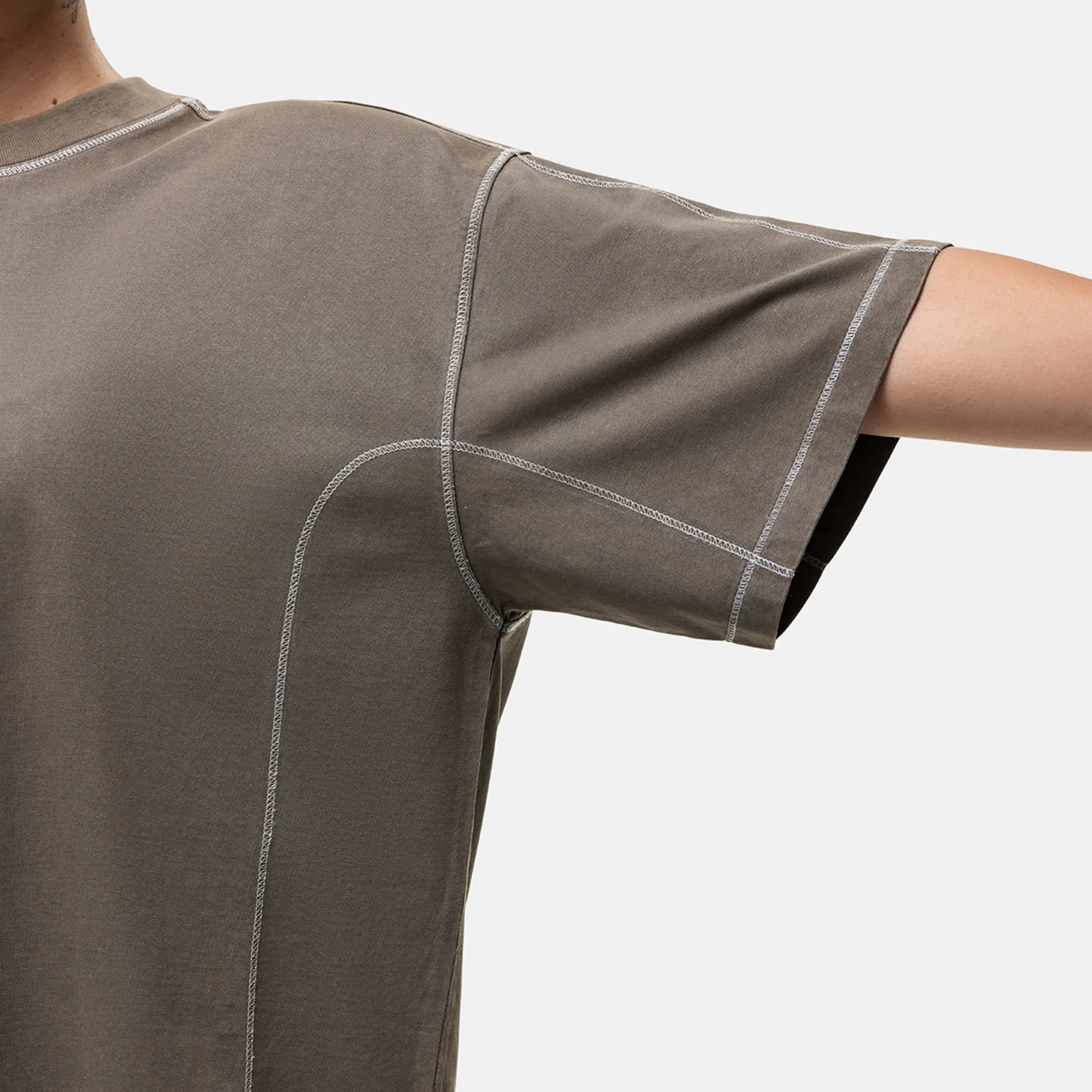 Overlock Washed Taupe T-shirt - Image 3