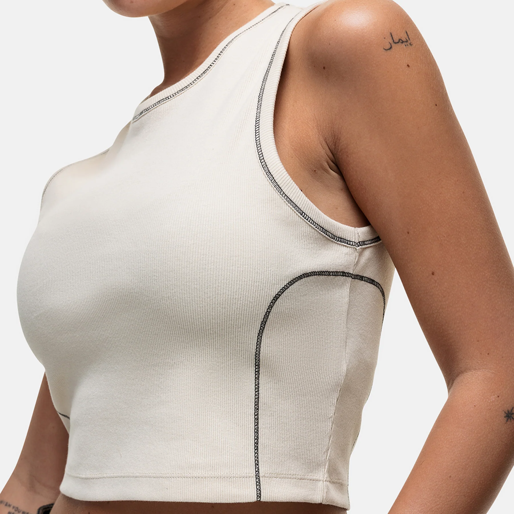 Overlock Vintage White Vest Top - Image 3