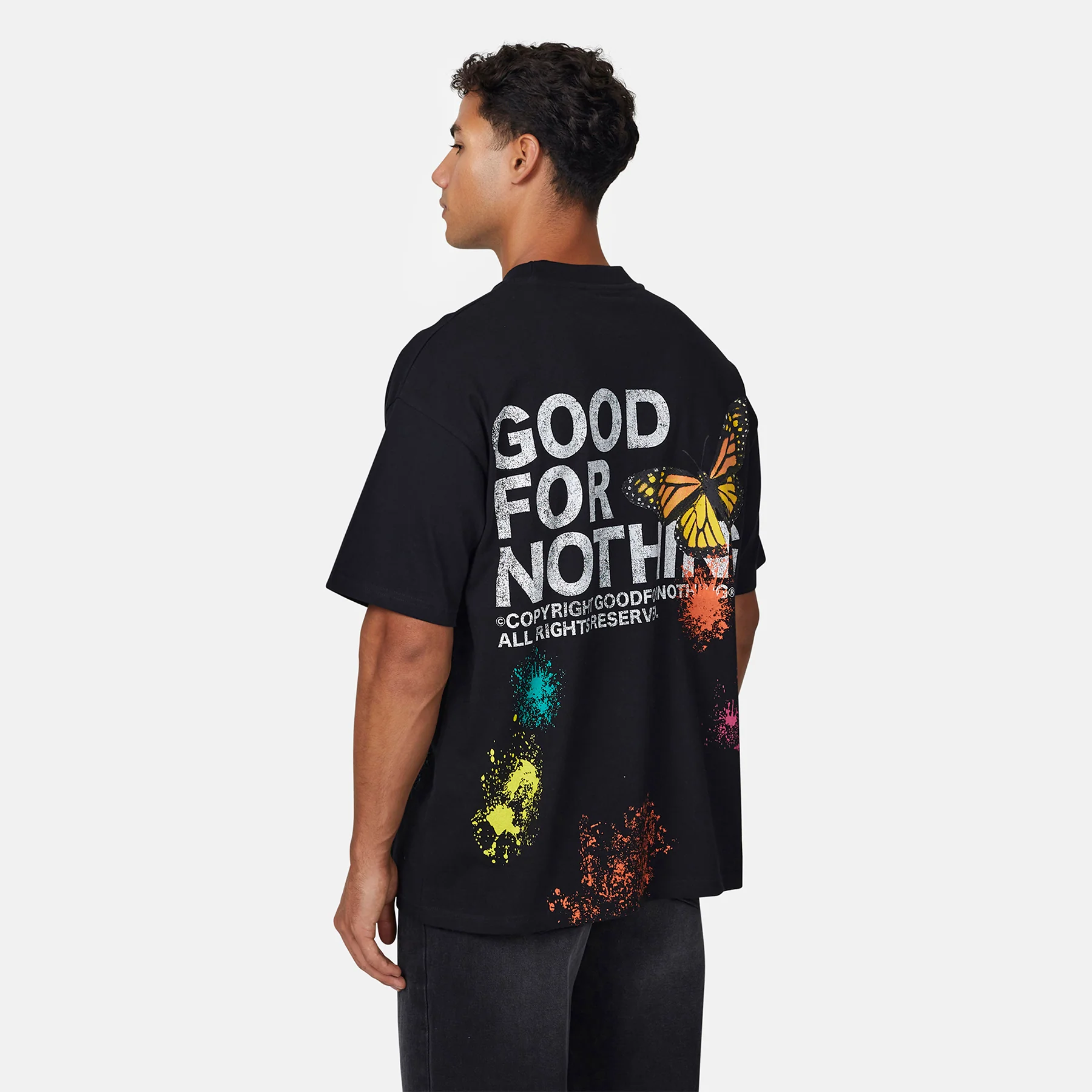 Pigment Butterfly Paint Black T-shirt - Image 4