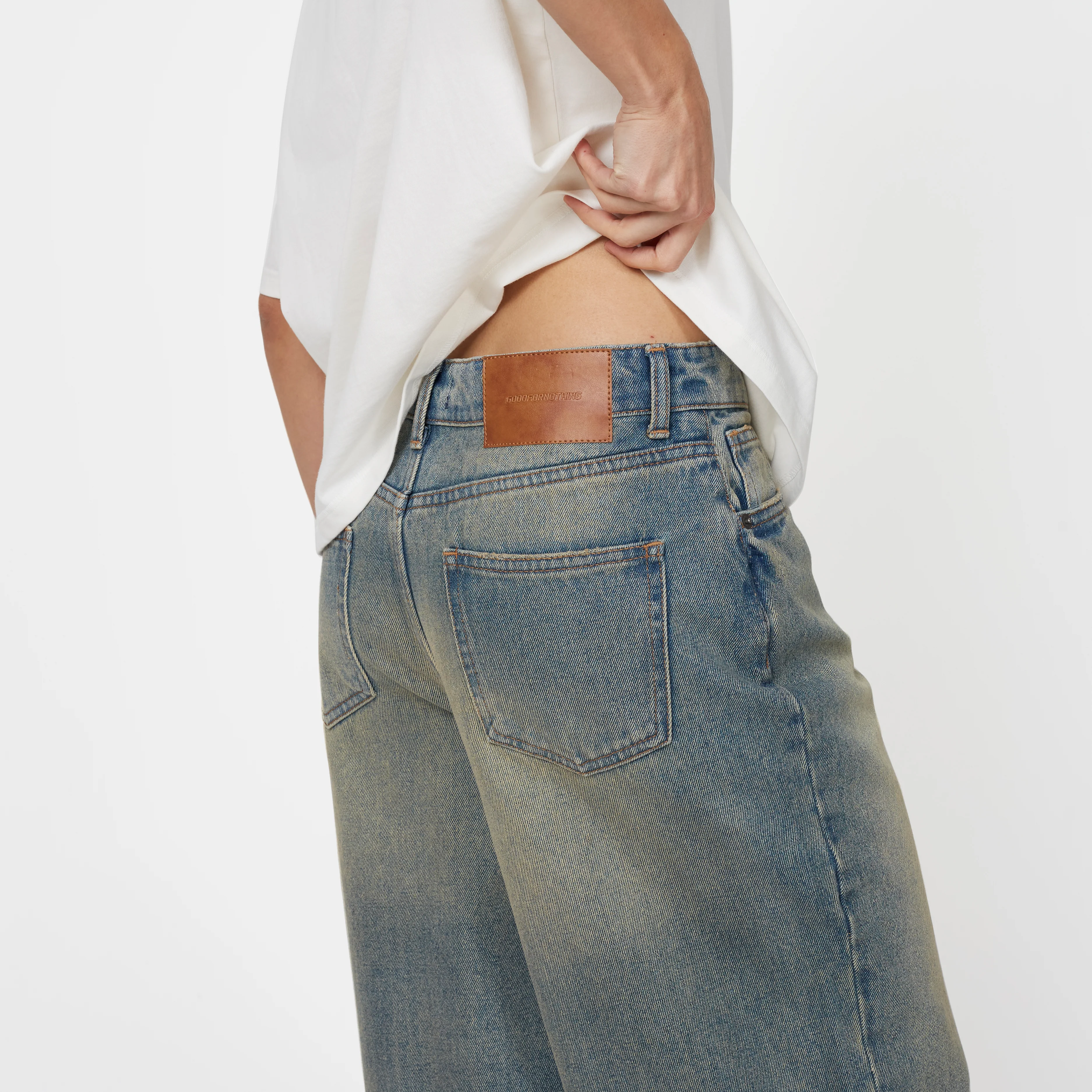 Heavy Washed Faded Blue Jorts - Image 3