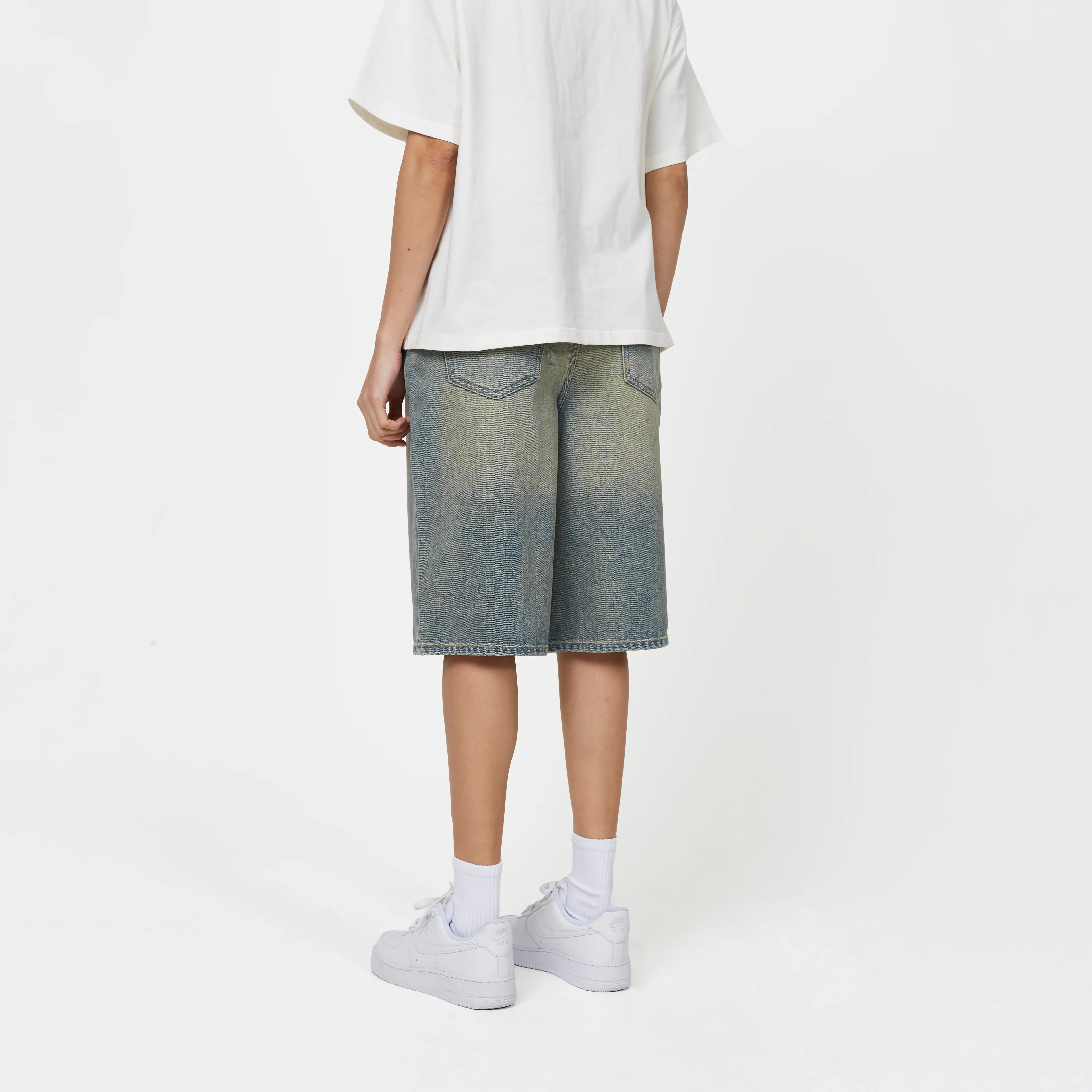 Heavy Washed Faded Blue Jorts - Image 4