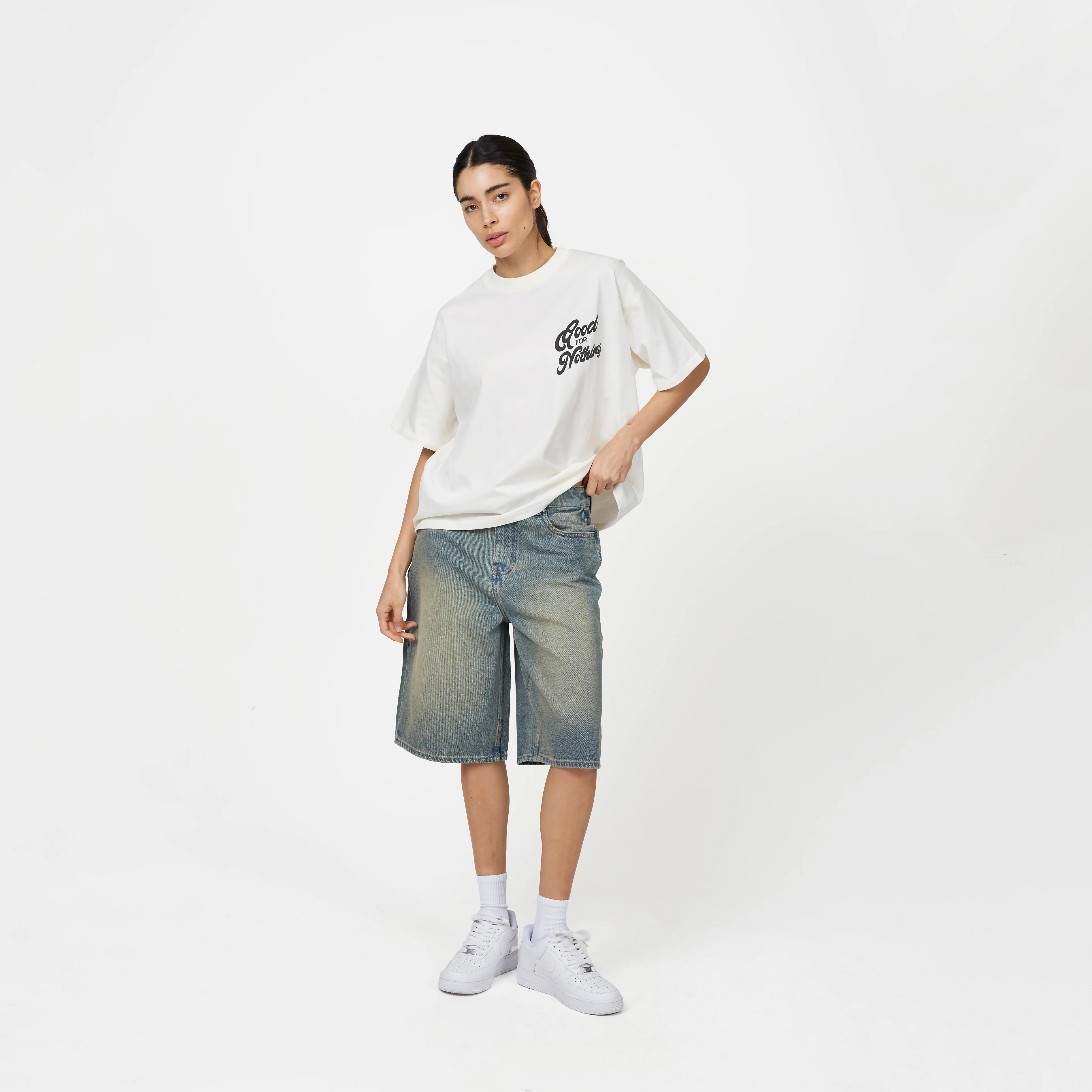 Heavy Washed Faded Blue Jorts - Image 6