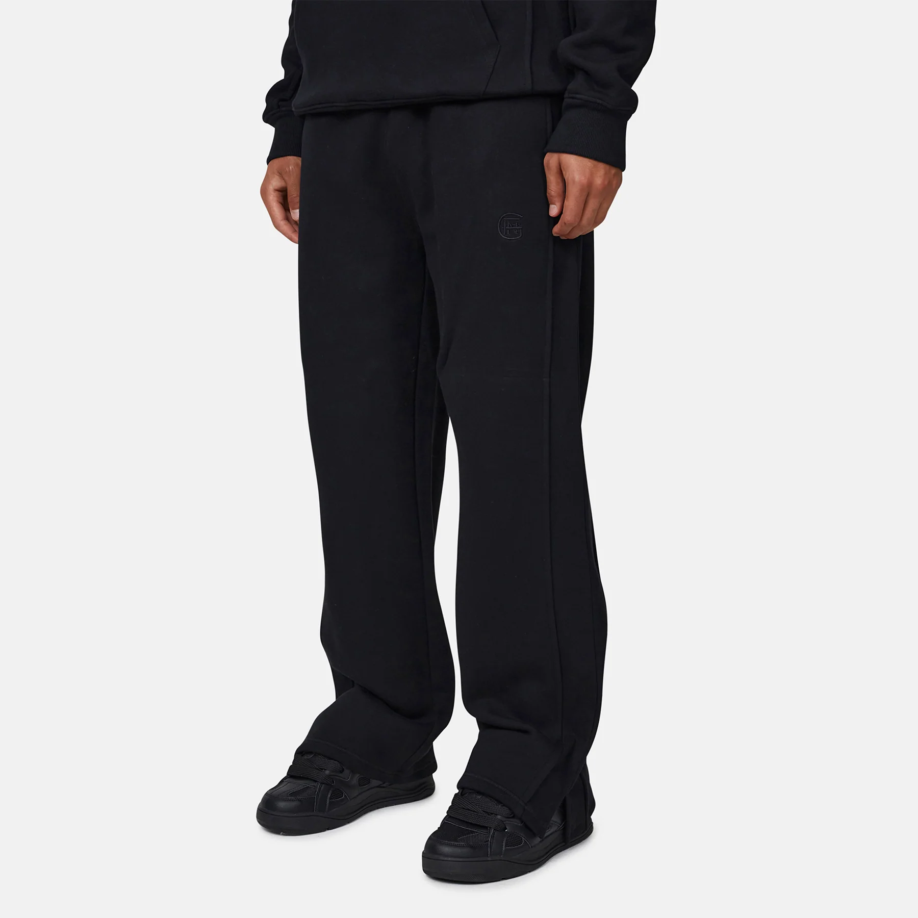 Monogram Black Split Hem Jogger - Image 2