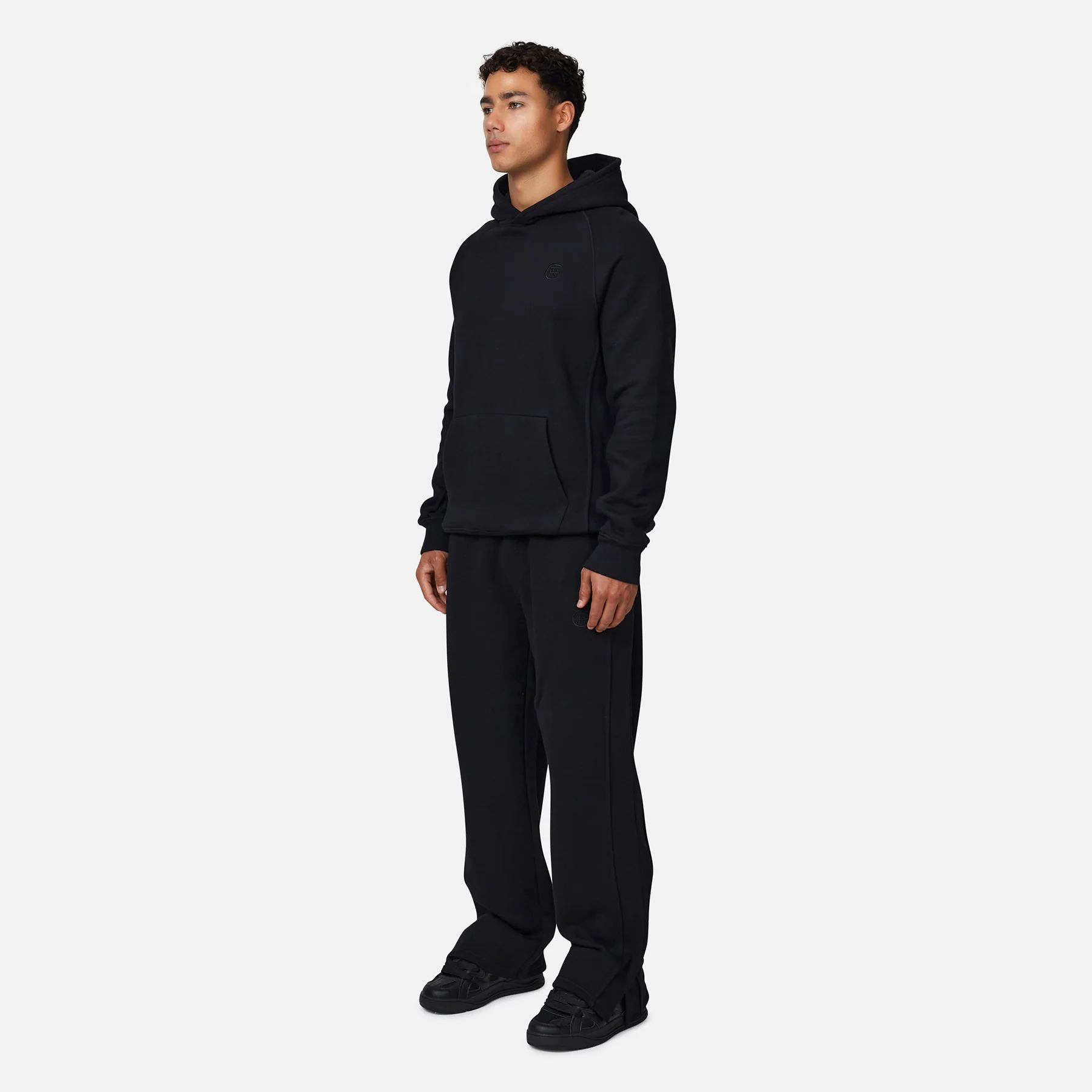 Monogram Black Split Hem Jogger - Image 5
