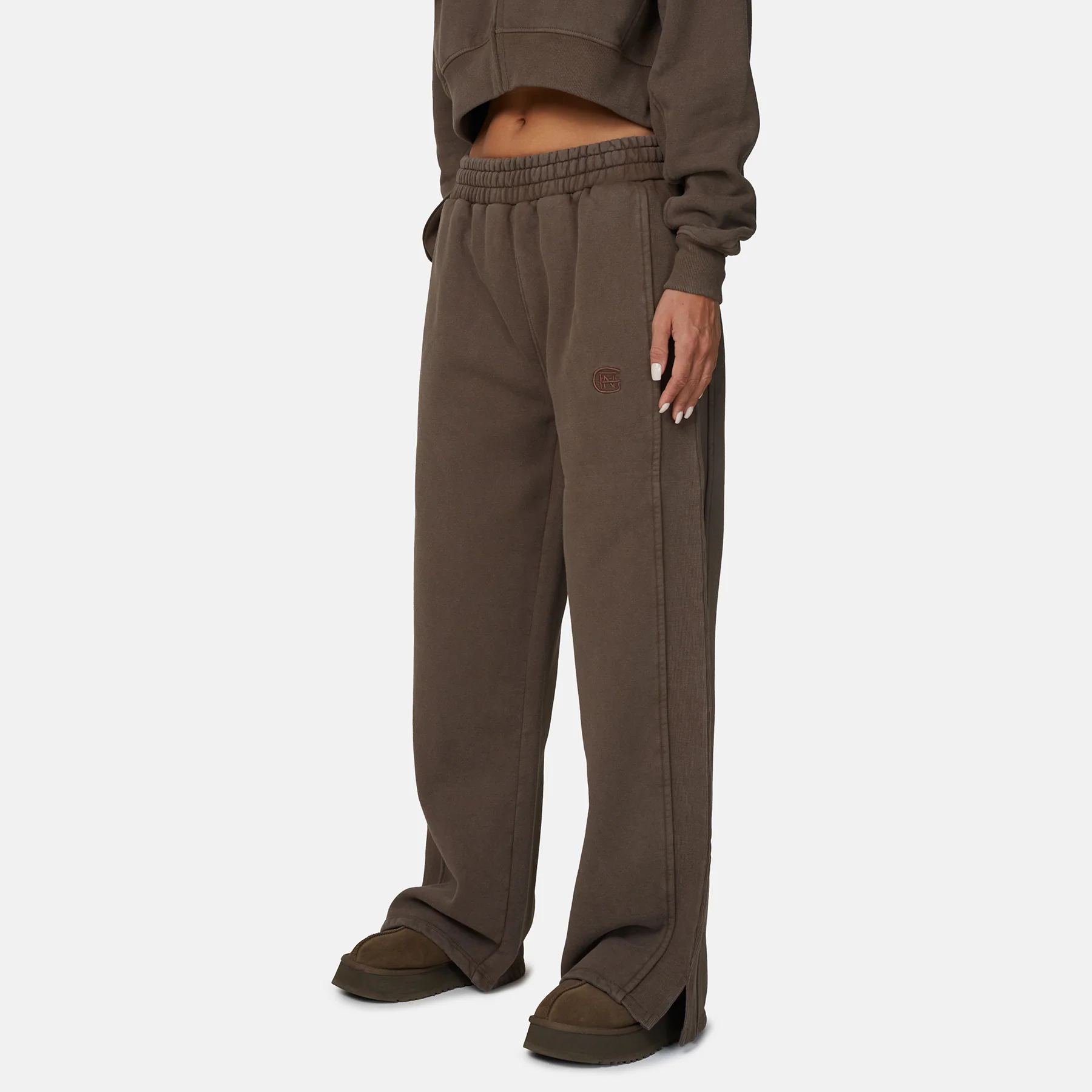 Monogram Brown Split Hem Jogger - Image 3