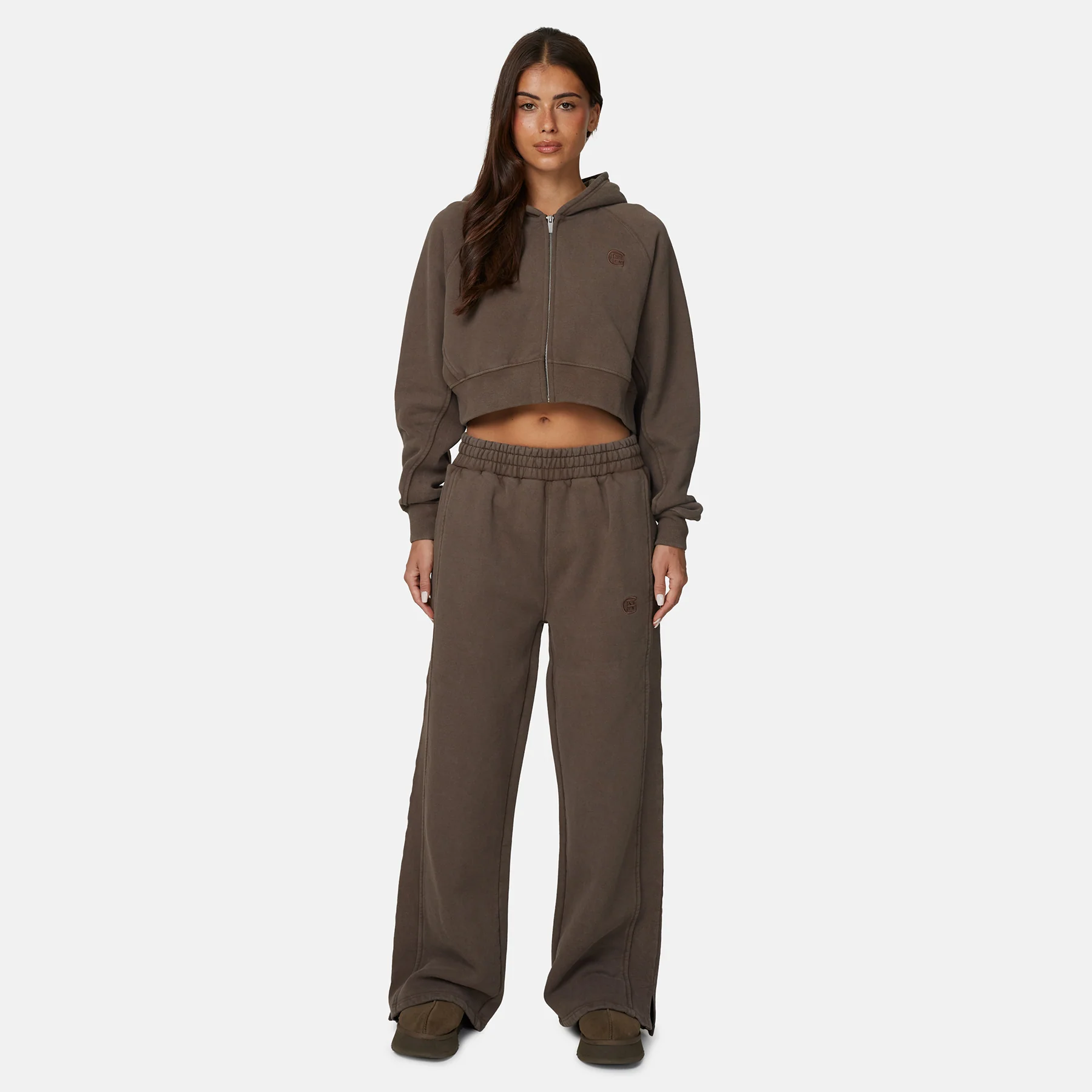 Monogram Brown Split Hem Jogger - Image 6